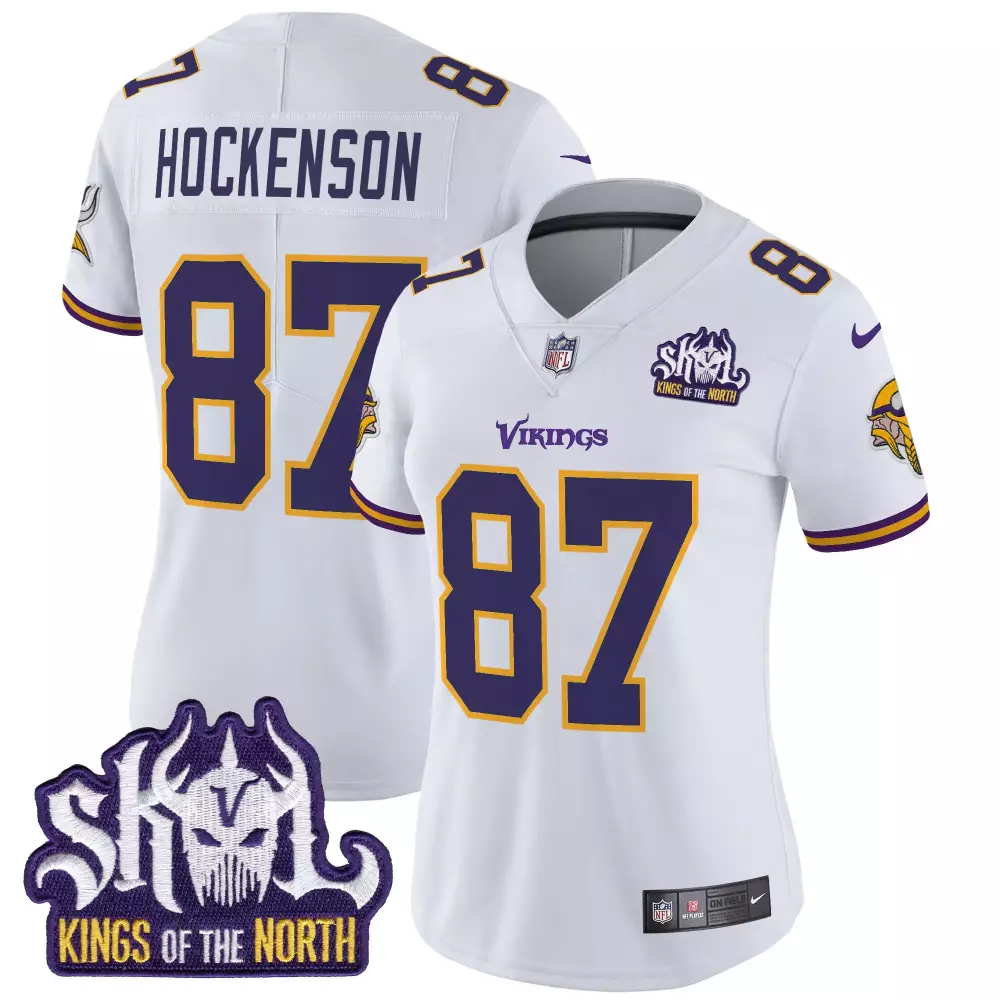 tj hockenson white womens minnesota vikings bud grant patch classic limited jersey all stitched