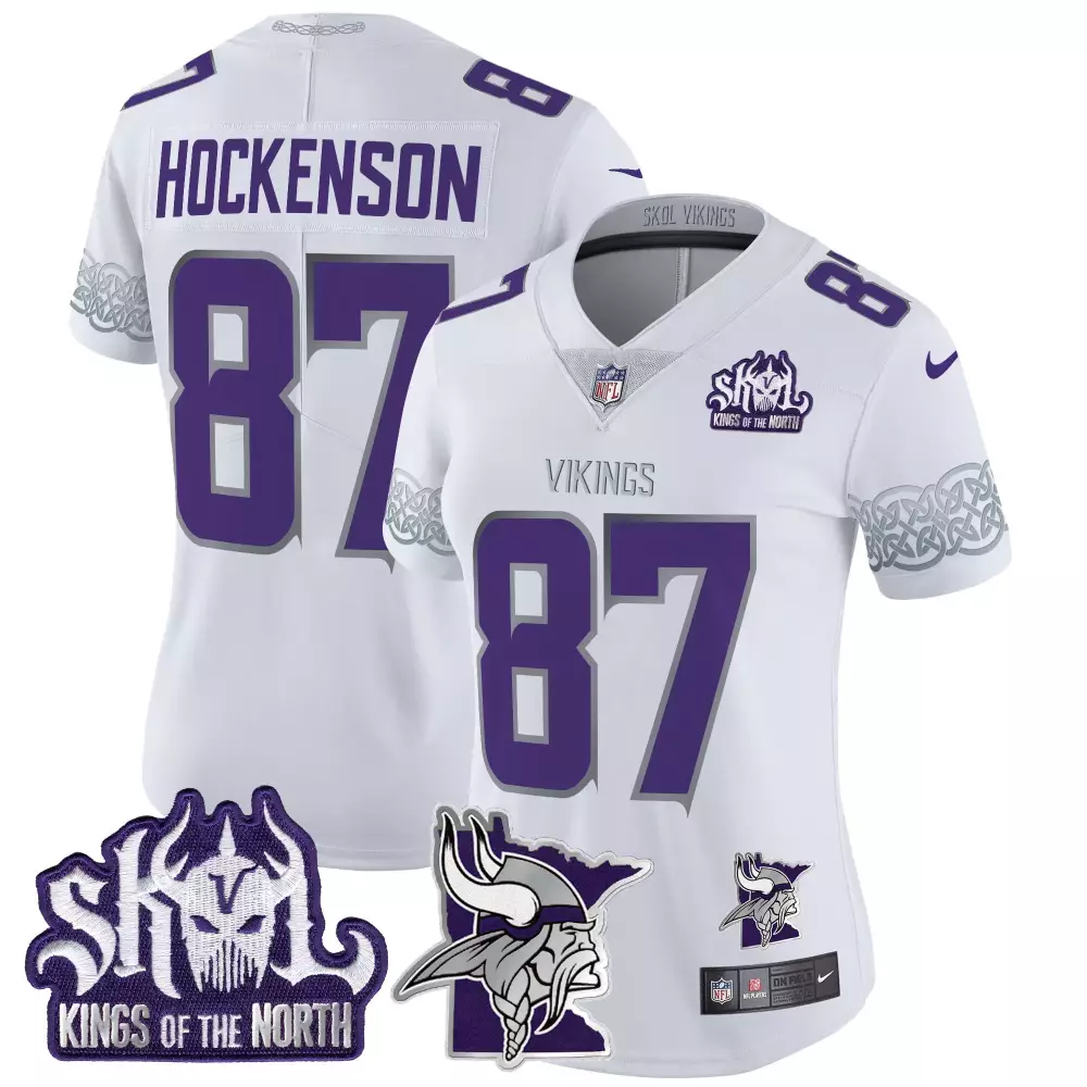 tj hockenson white mens vikings 2024 winter warrior skol patch vapor limited jersey v2 all stitched