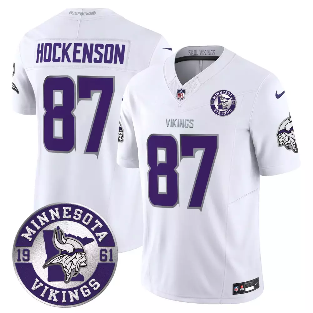 tj hockenson white womens minnesota vikings kings of the north patch vapor premier limited jersey all stitched