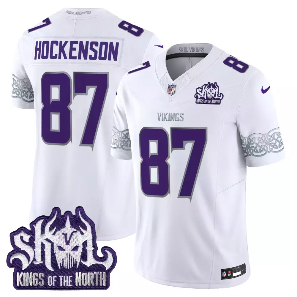 tj hockenson winter warrior mens minnesota vikings king of the north patch throwback vapor limited jersey all stitched