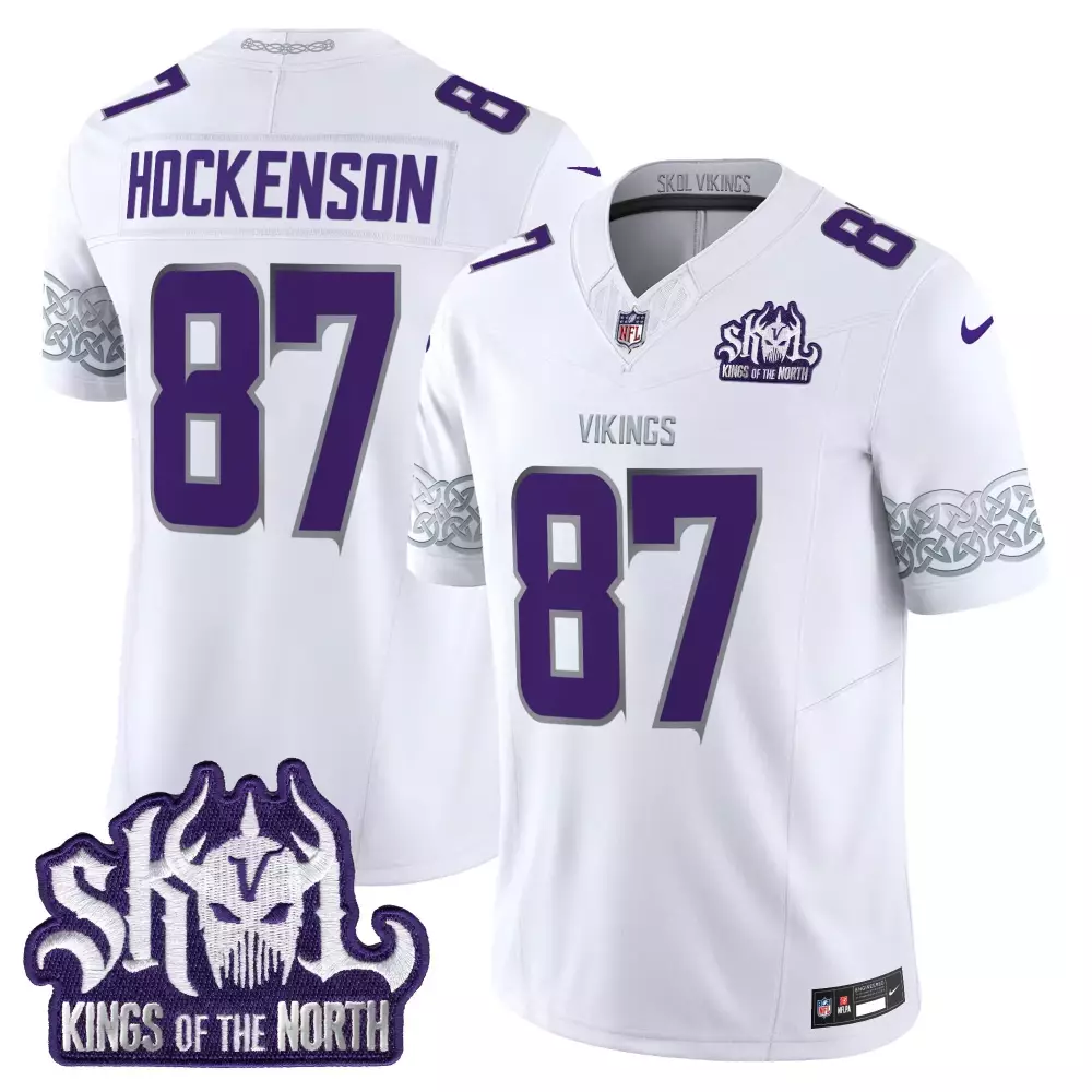 tj hockenson winter warrior mens minnesota vikings king of the north patch throwback vapor limited jersey all stitched