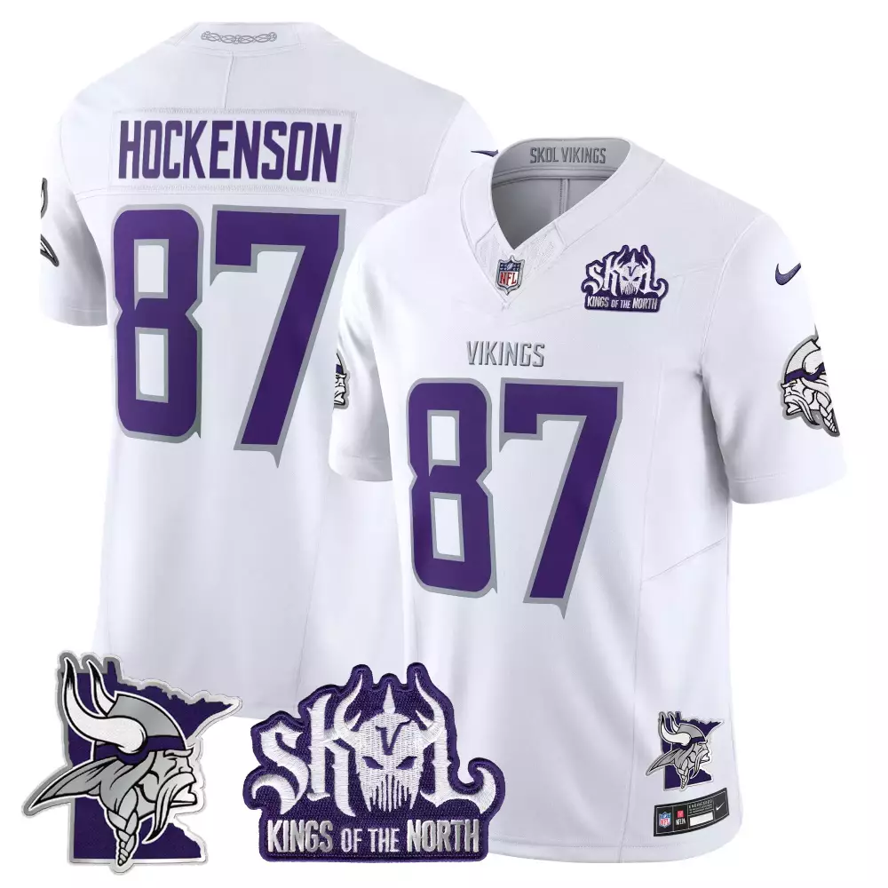 tj hockenson winter warrior mens minnesota vikings king of the north patch throwback vapor limited jersey all stitched