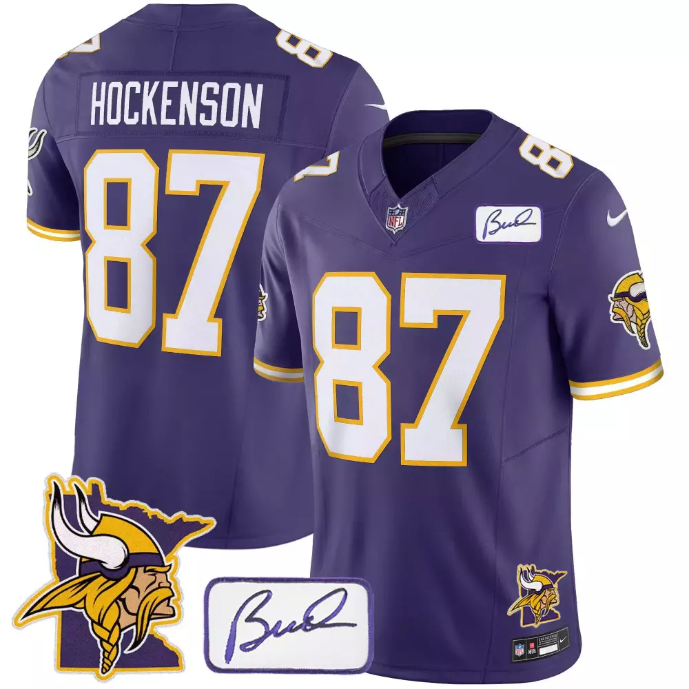 tjhockenson purple mens minnesota vikings bud grant minnesota patch classic limited jersey all stitched