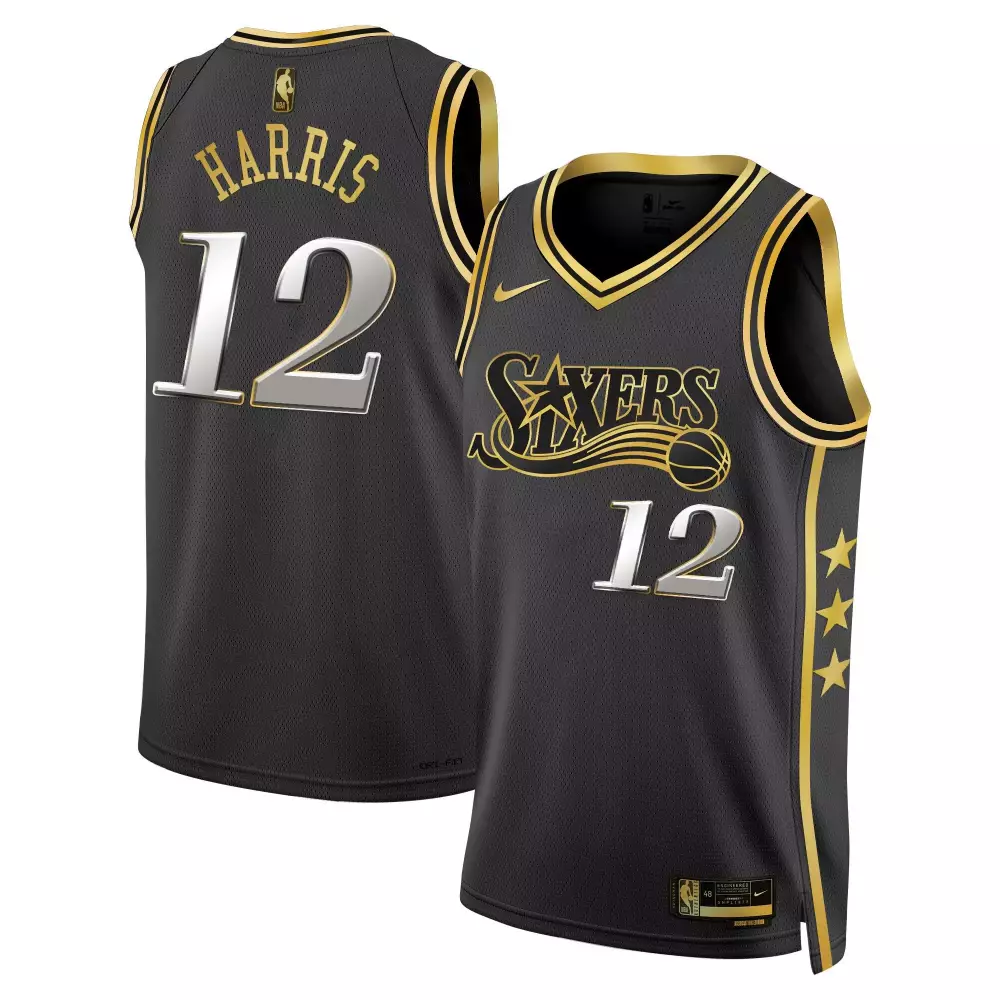 tobias harris black gold mens philadelphia 76ers swingman jersey all stitched