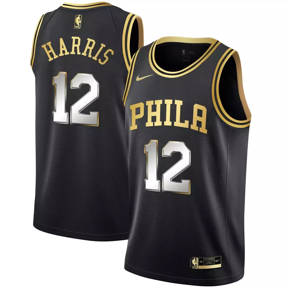 tobias harris black gold mens philadelphia 76ers swingman jersey all stitched
