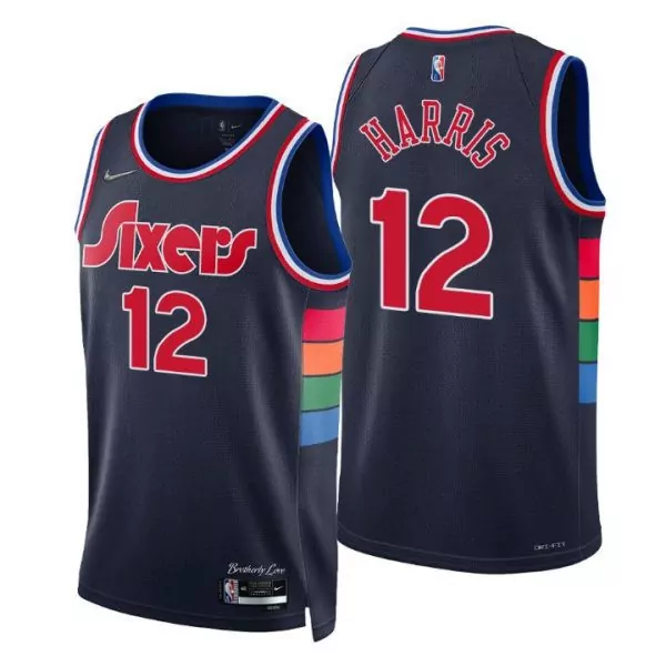 tobias harris black gold mens philadelphia 76ers swingman jersey all stitched