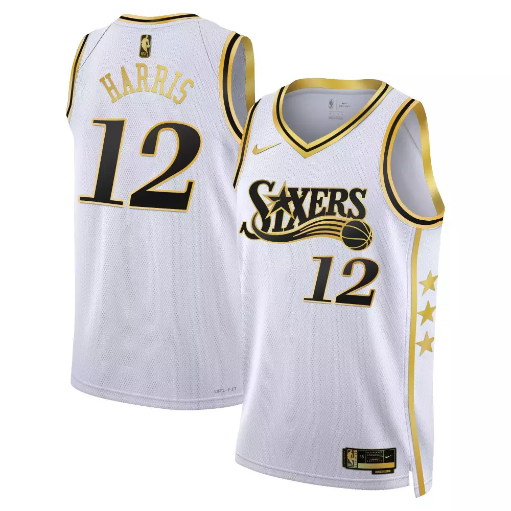 tobias harris black gold mens philadelphia 76ers swingman jersey all stitched