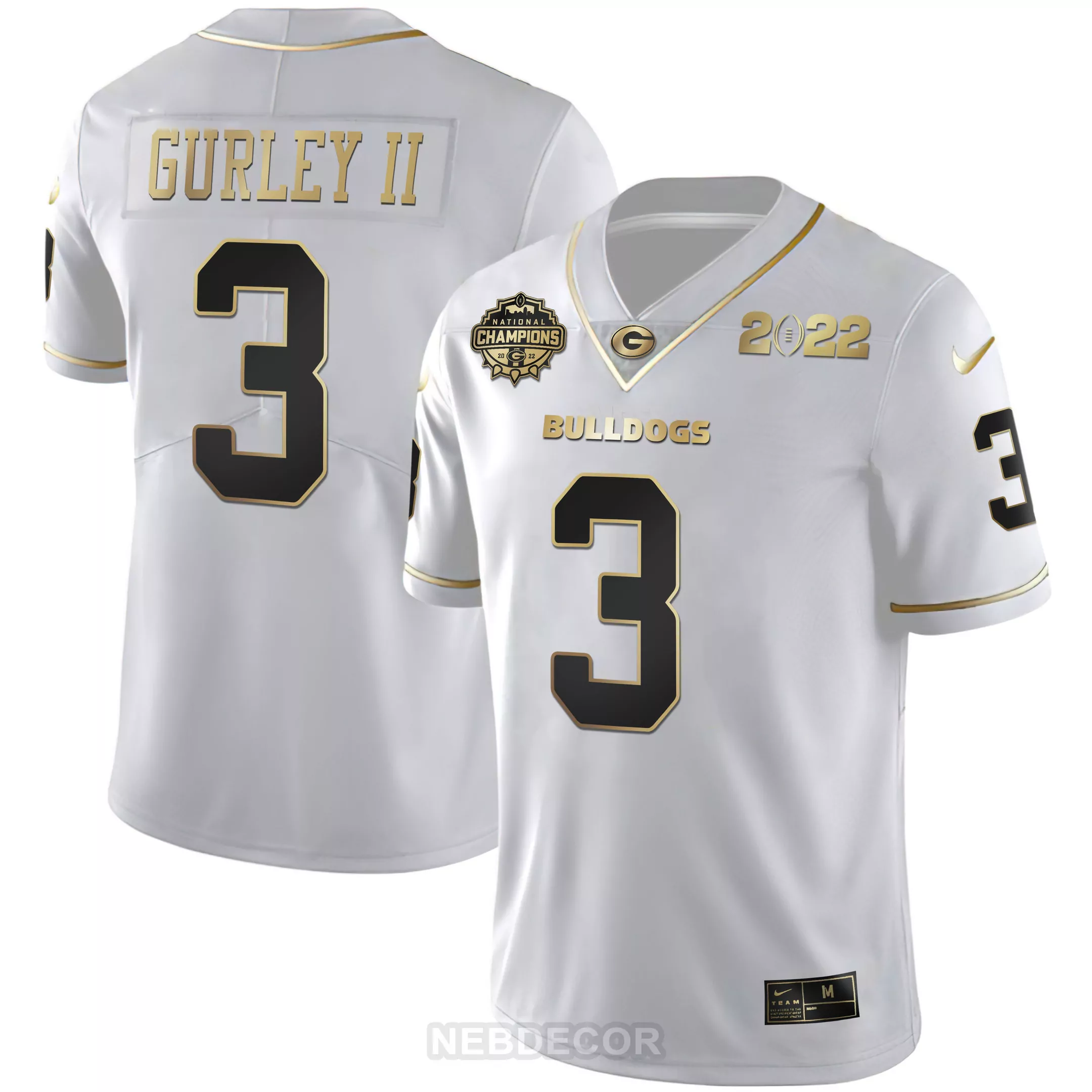todd gurley ii white gold mens georgia bulldogs cfp national champions jersey all stitched