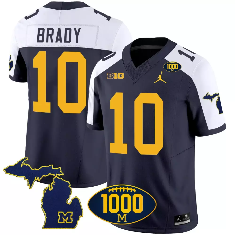 tom brady alternate mens michigan wolverines 1000 wins patch gold jersey v2 all stitched