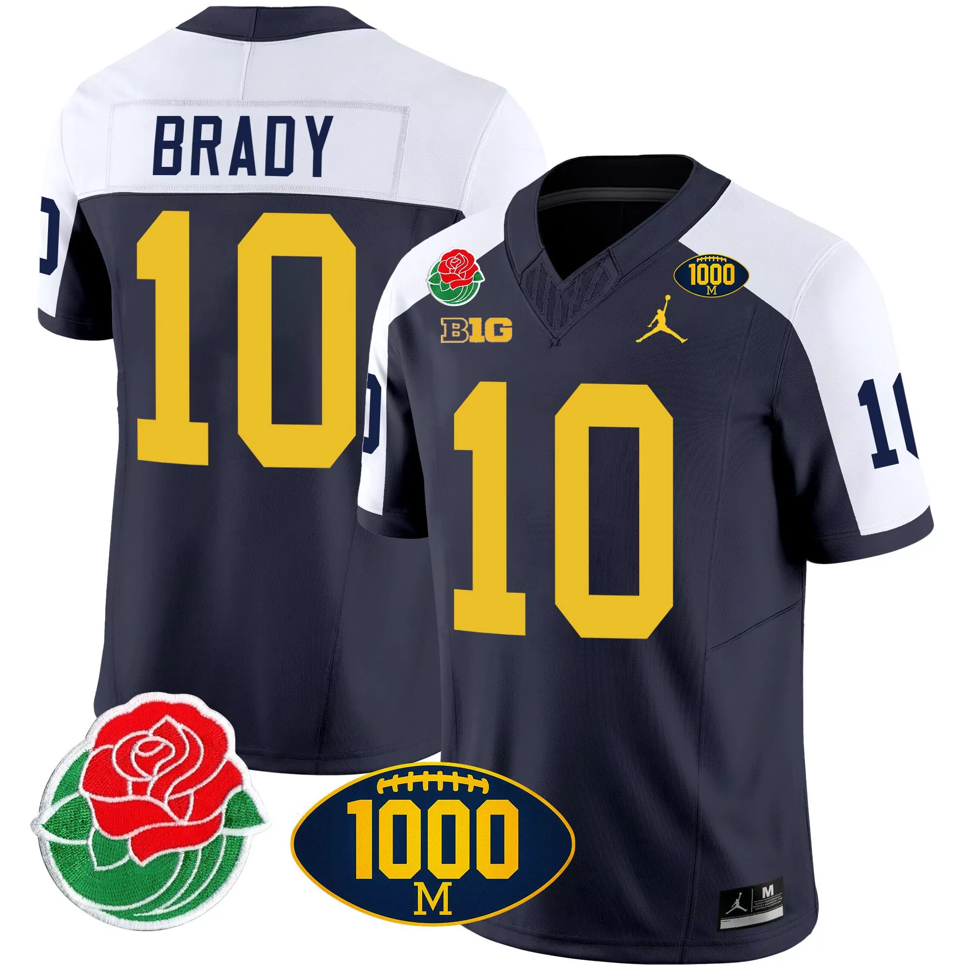 tom brady alternate mens michigan wolverines rose bowl 1000 wins patch vapor jersey all stitched