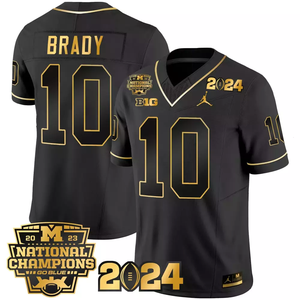 tom brady black gold mens michigan wolverines 1000 wins patch gold jersey all stitched