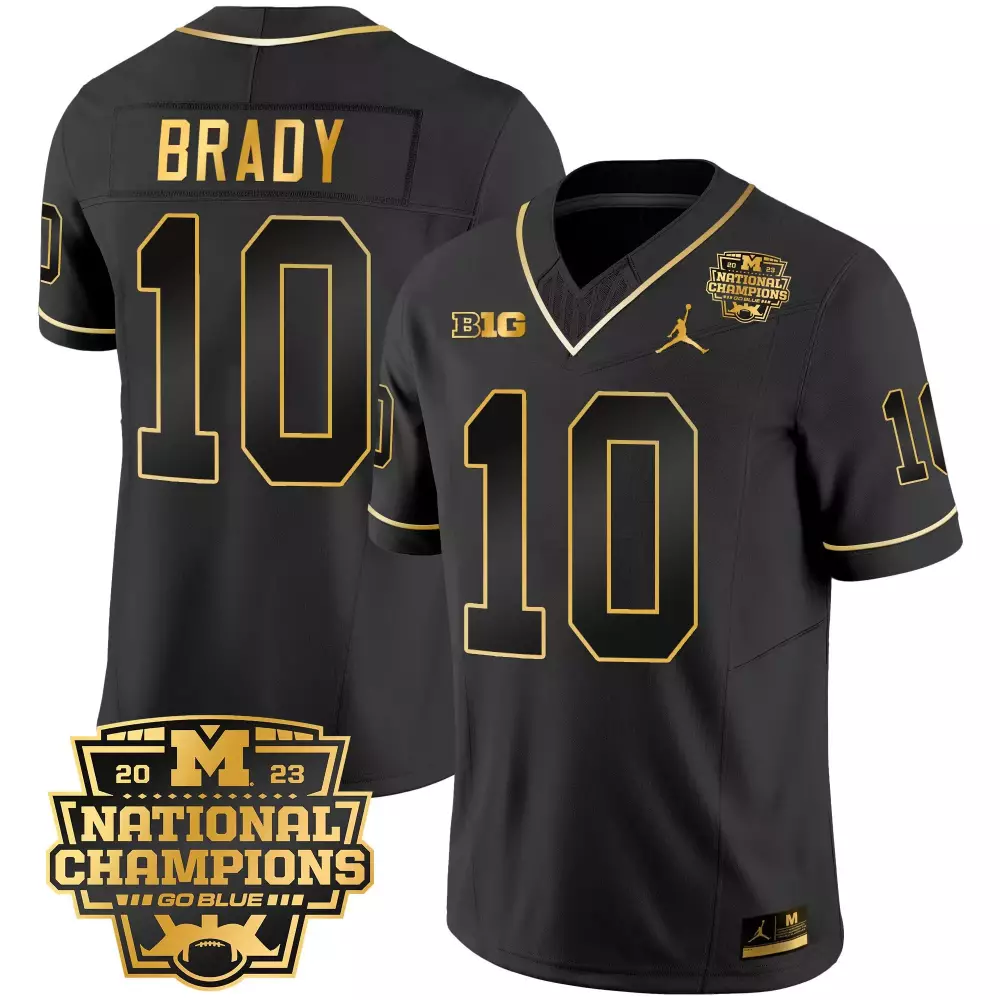 tom brady black gold mens michigan wolverines 1000 wins patch gold jersey all stitched