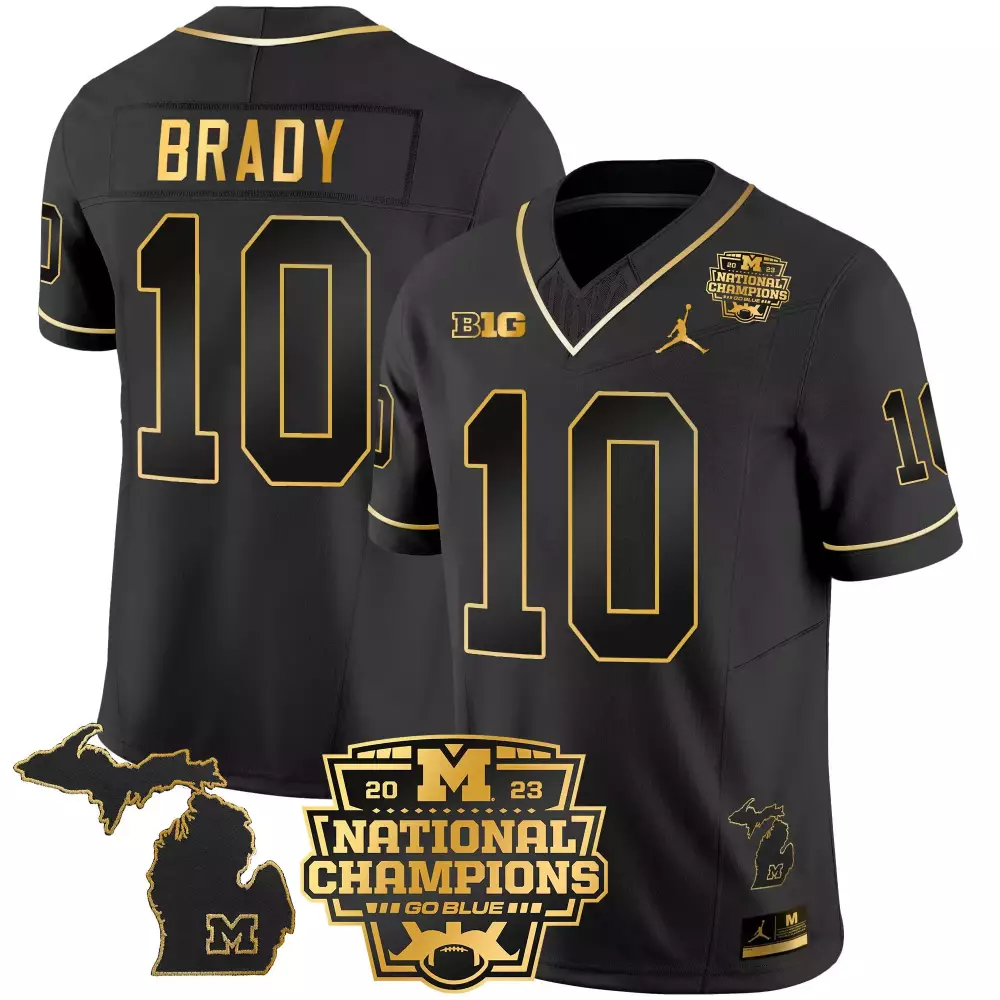 tom brady black gold mens michigan wolverines 1000 wins patch gold jersey all stitched