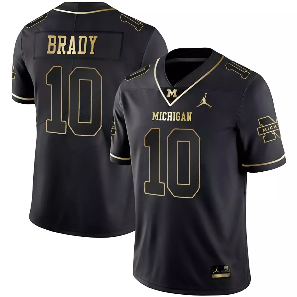 tom brady black gold mens michigan wolverines 2024 vapor limited gold jersey all stitched