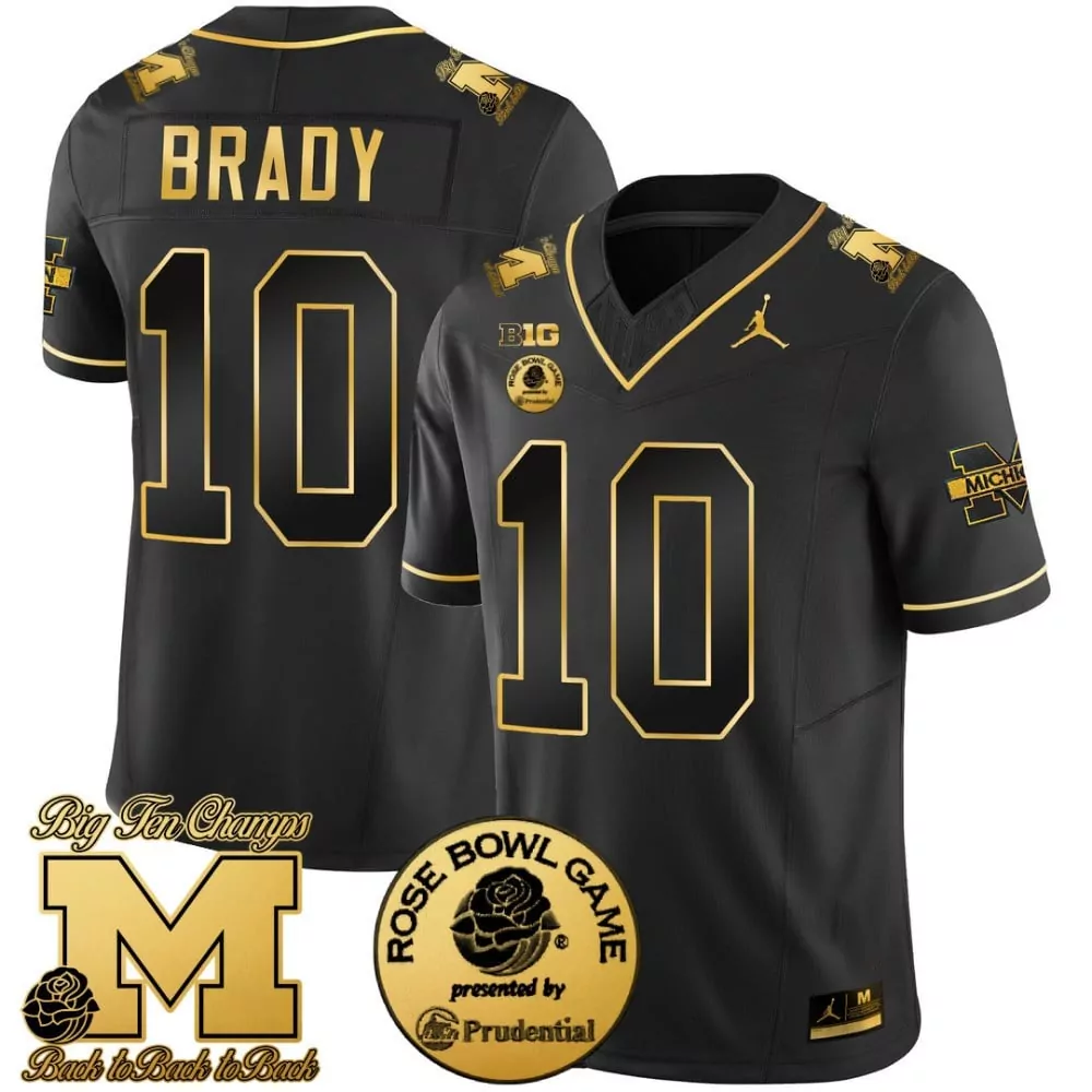 tom brady black gold mens michigan wolverines 2024 vapor limited gold jersey all stitched