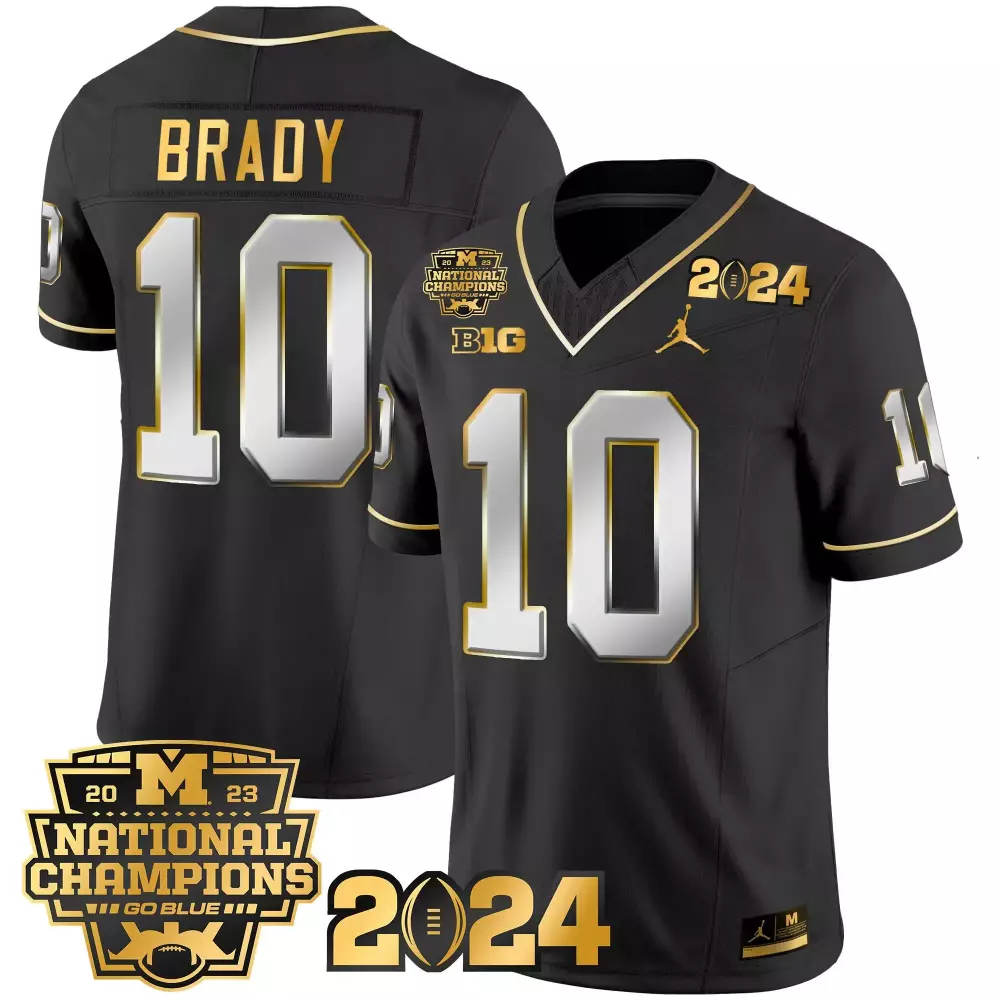 tom brady black limited mens michigan wolverines 2023 national champions patch gold vapor jersey all stitched