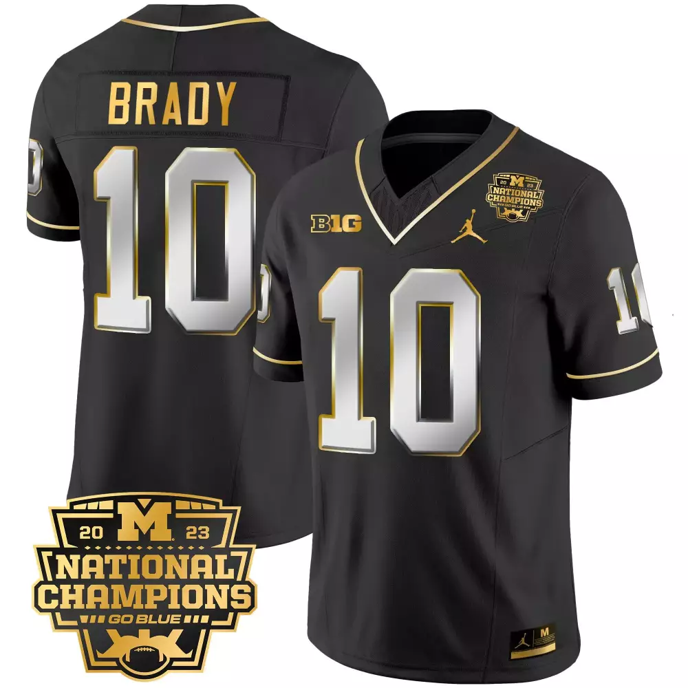 tom brady black limited mens michigan wolverines 2023 national champions patch gold vapor jersey all stitched