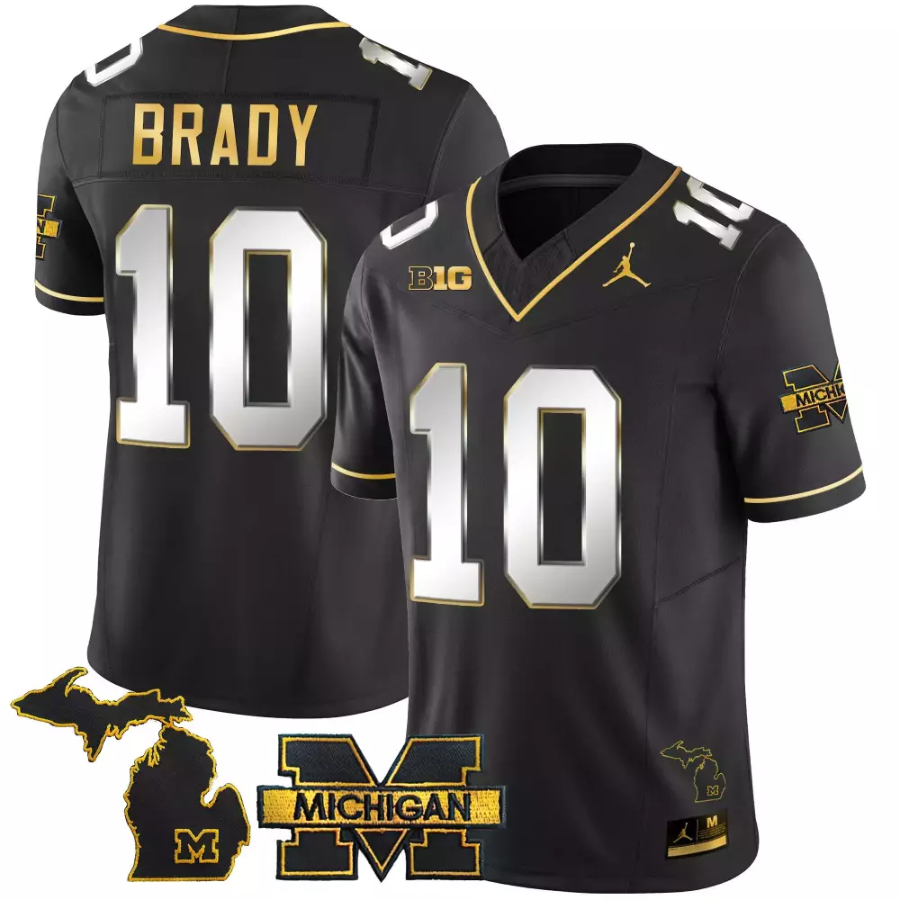 tom brady black limited mens michigan wolverines 2023 national champions patch gold vapor jersey all stitched