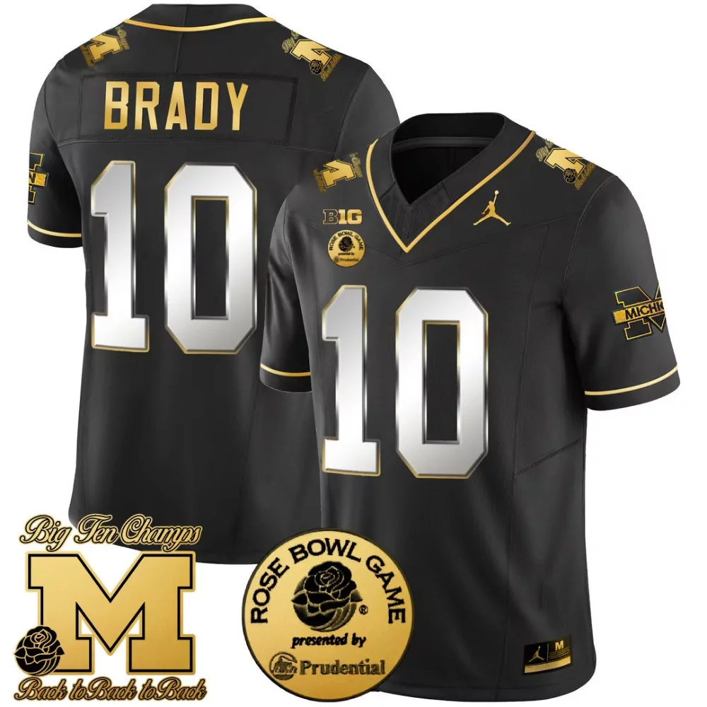 tom brady black limited mens michigan wolverines rose bowl patch gold vapor jersey all stitched