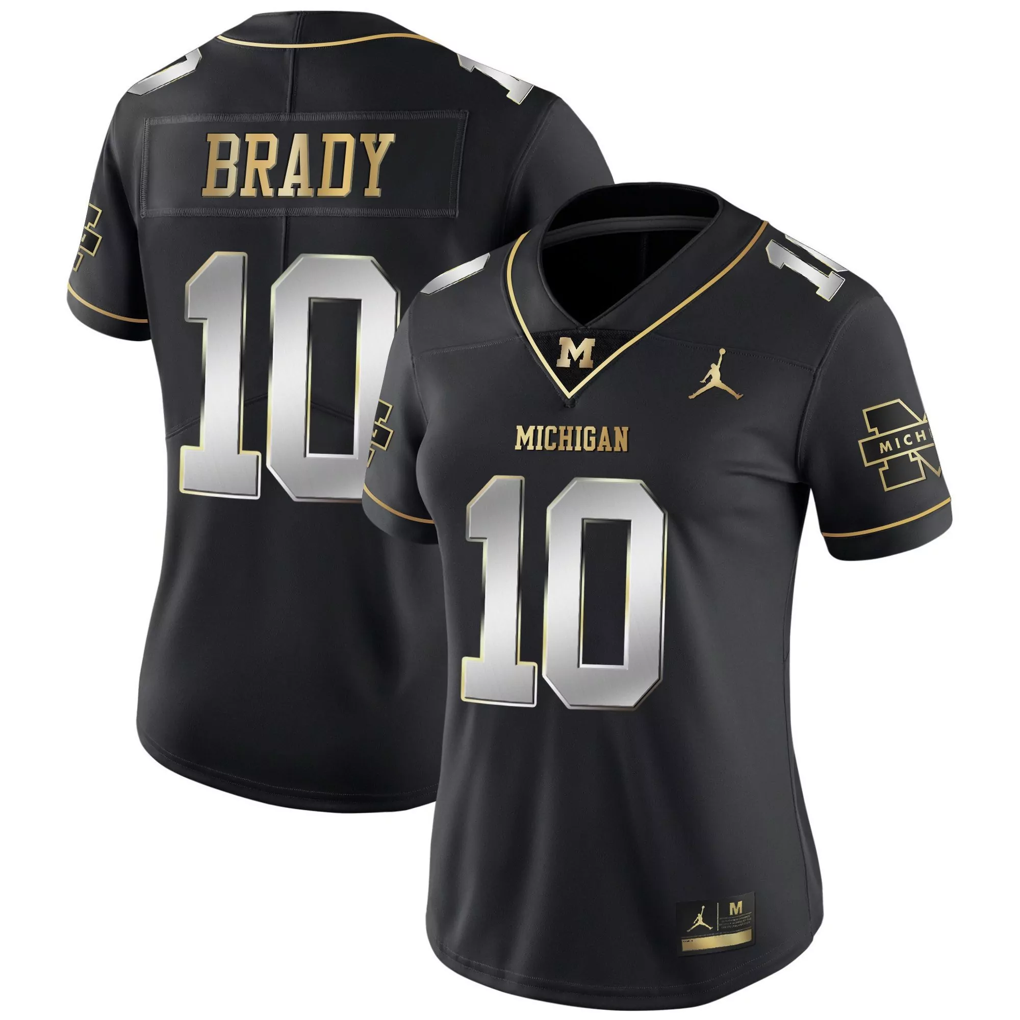 tom brady black limited womens michigan wolverines gold split vapor jersey all stitched