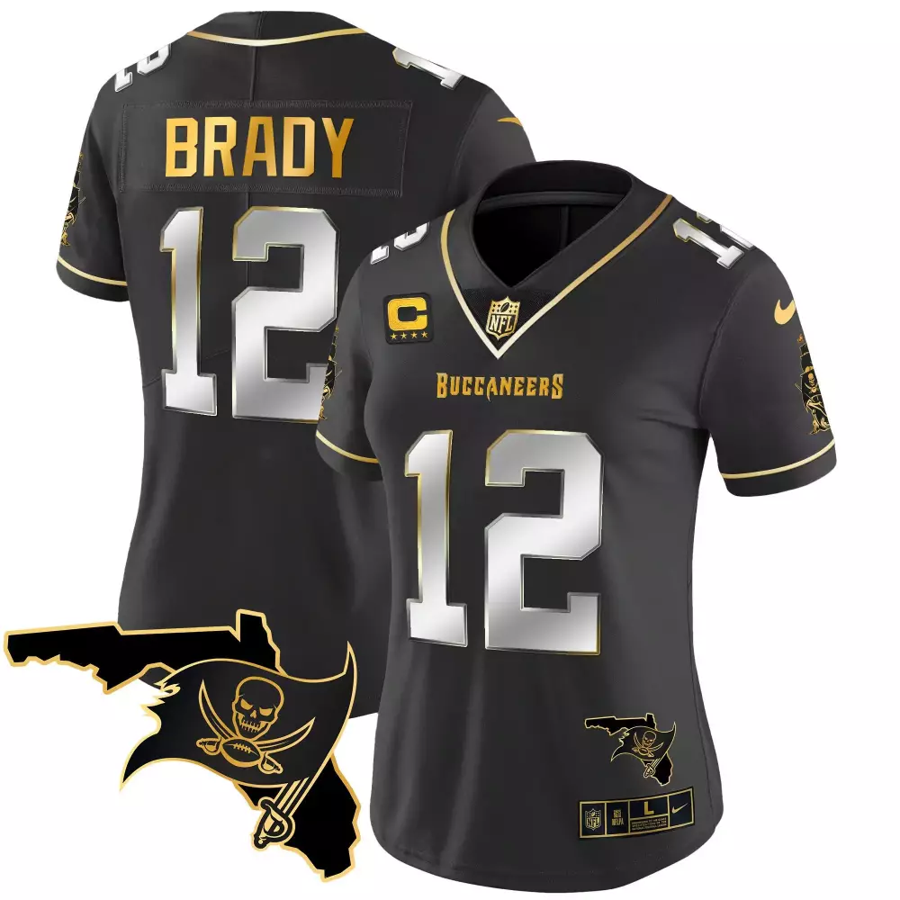 tom brady black limited womens tampa bay buccaneers 2023 nfc south champions patch gold vapor jersey all stitched