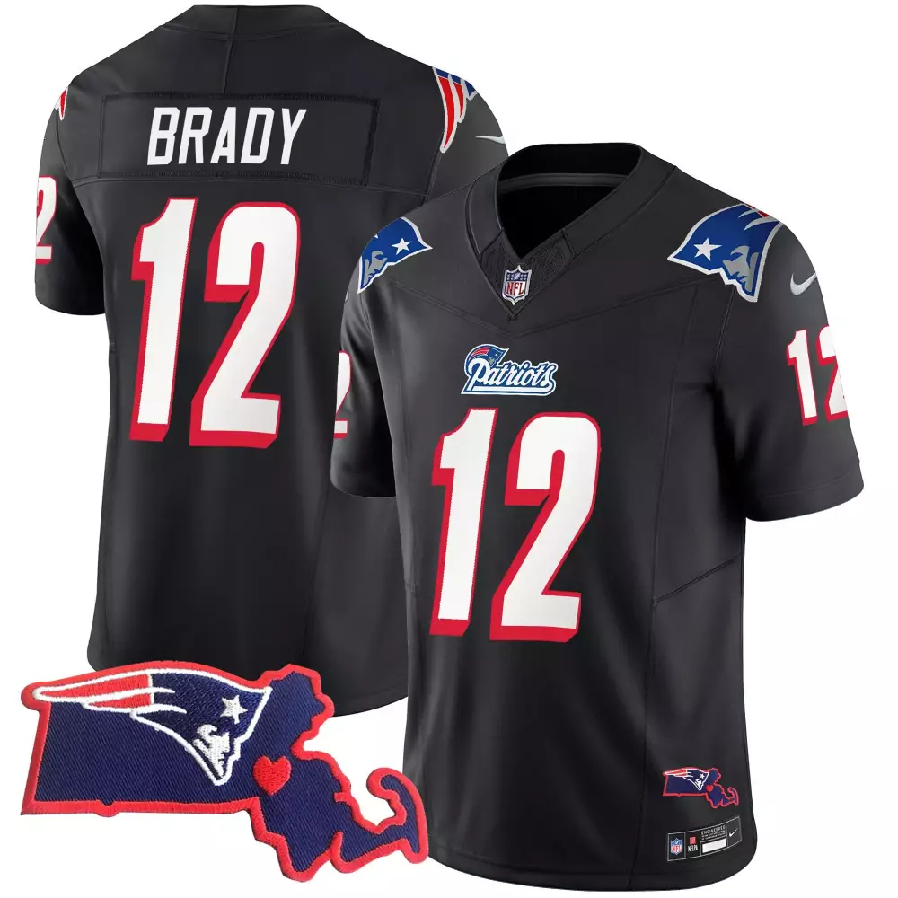 tom brady black alternate mens new england patriots 1996 throwback state patch vapor jersey all stitched