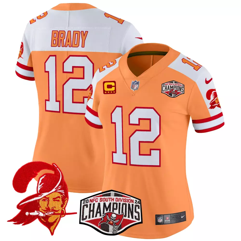 tom brady creamsicle alternate womens tampa bay buccaneers creamsicle 2024 nfc south division champions patch vapor limi