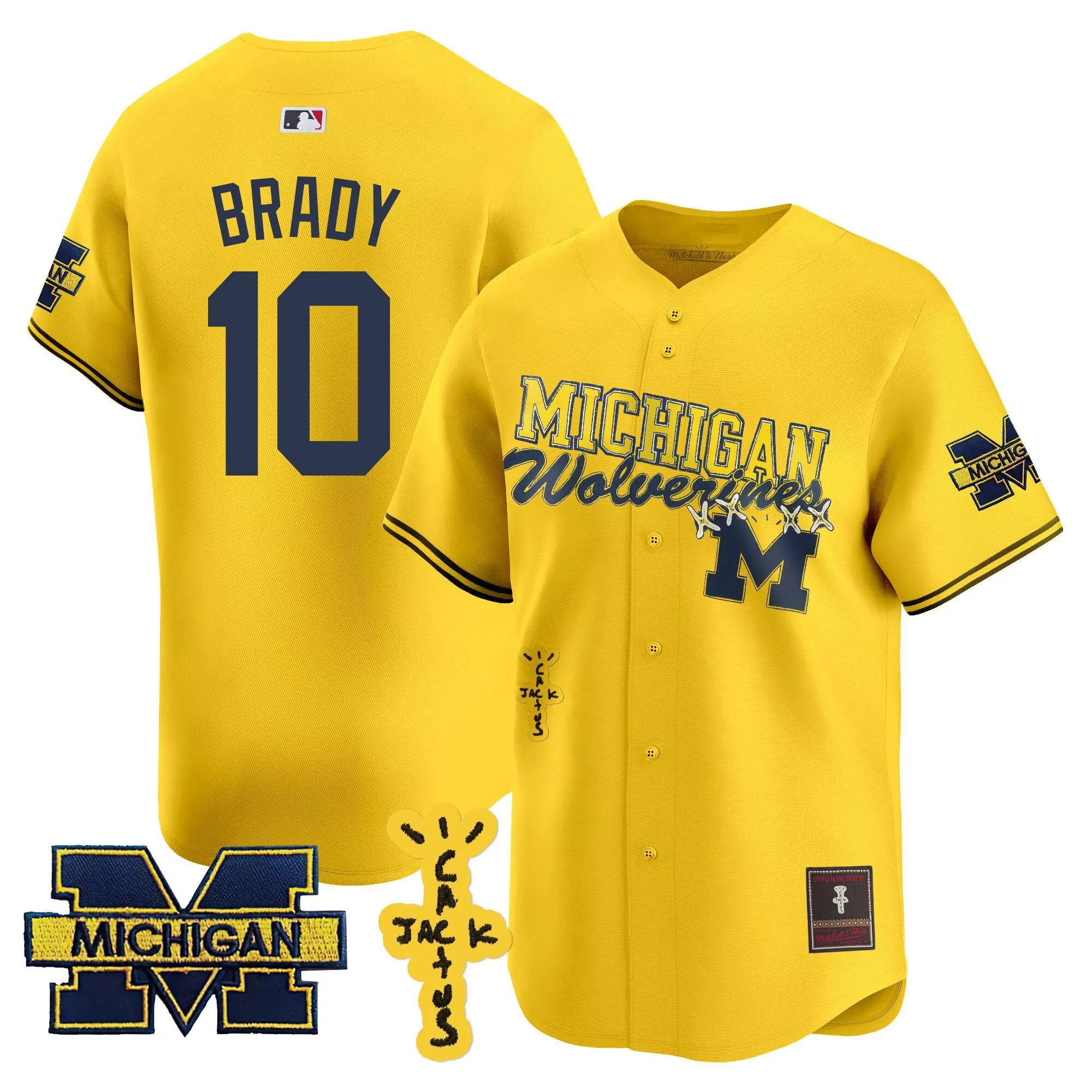 tom brady maize mens michigan wolverines cactus jack baseball jersey all stitched