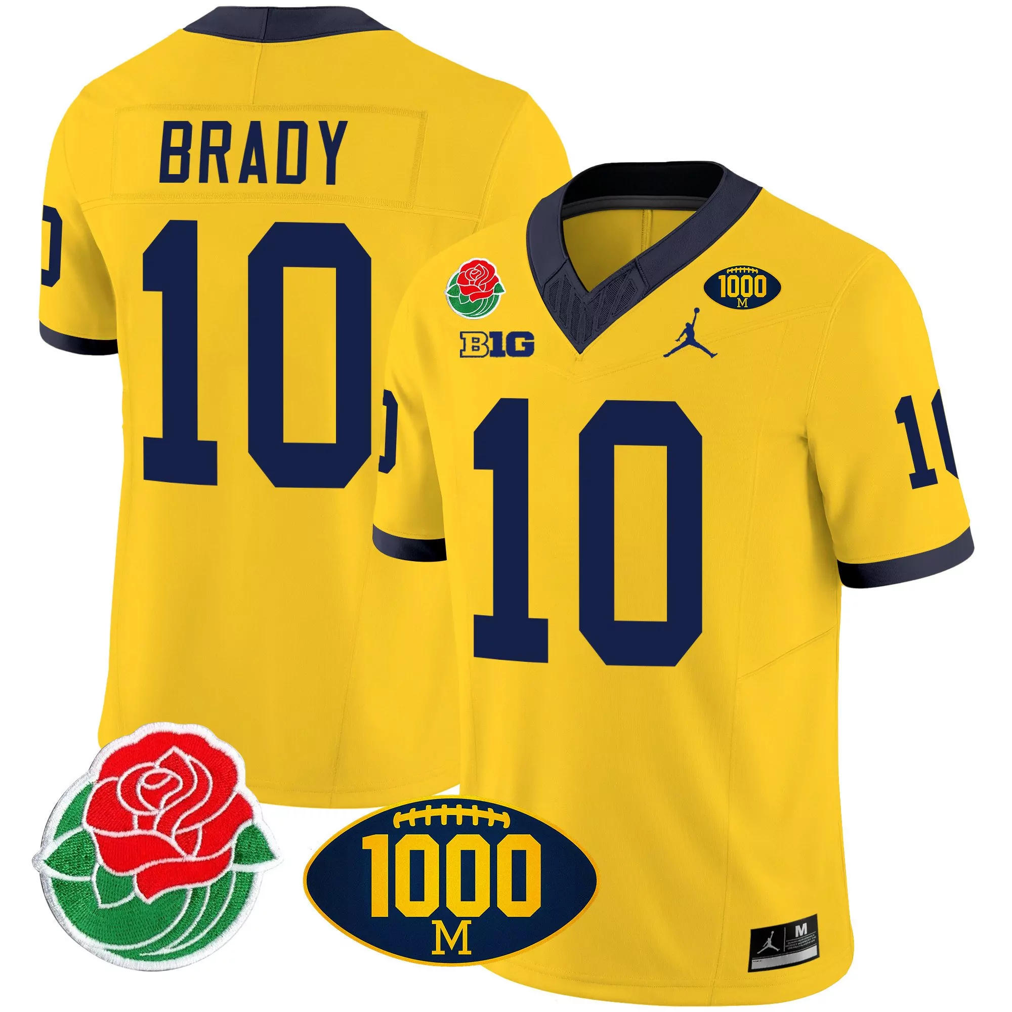 tom brady maize mens michigan wolverines rose bowl 1000 wins patch vapor jersey all stitched