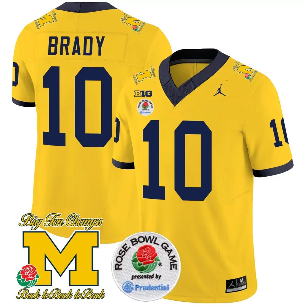 tom brady maize mens michigan wolverines rose bowl 1000 wins patch vapor jersey all stitched