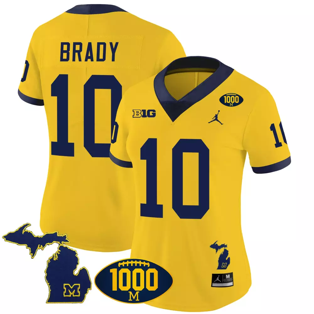 tom brady maize sleeves womens michigan wolverines 2023 special jersey all stitched