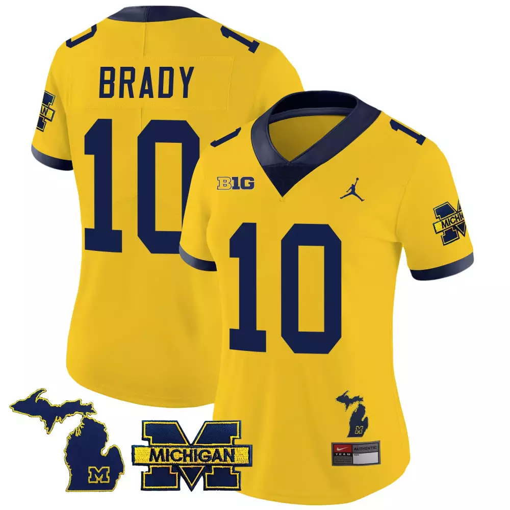 tom brady maize womens michigan wolverines 2023 national champions patch vapor jersey v5 all stitched