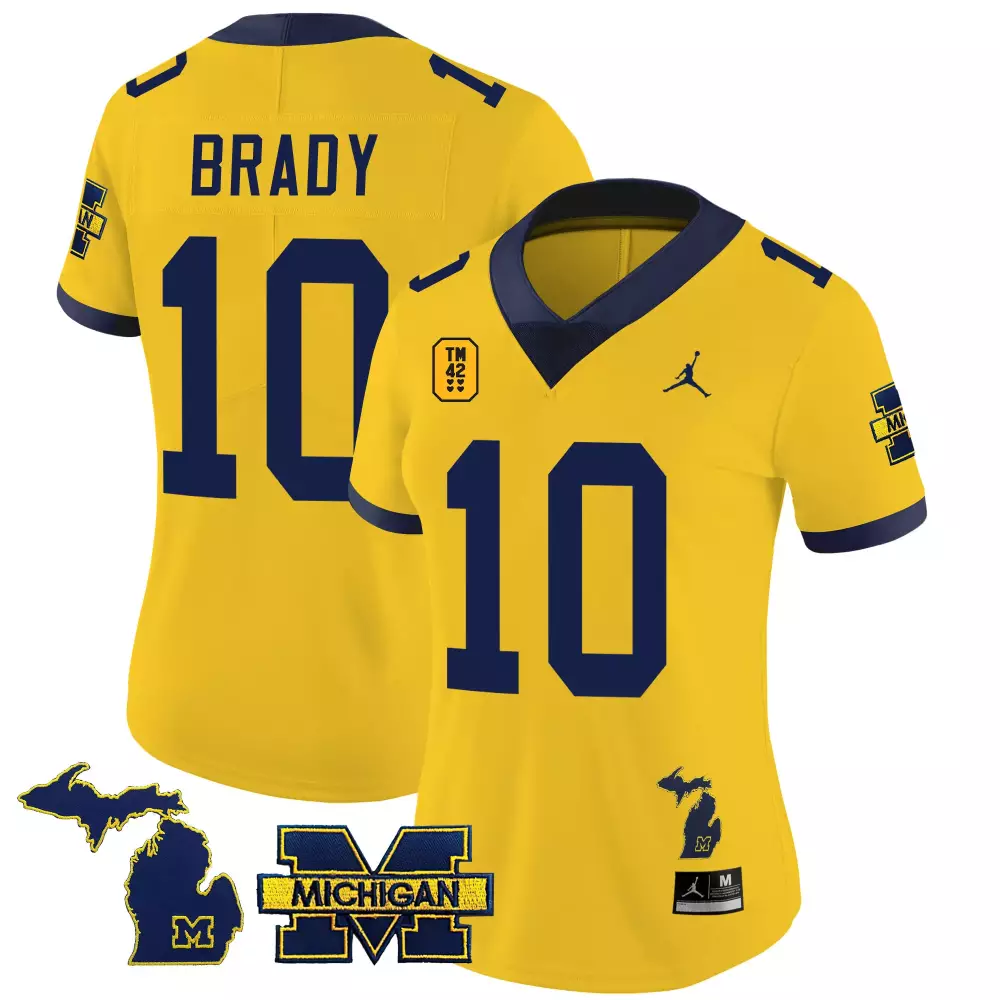 tom brady maize womens michigan wolverines 2023 national champions patch vapor jersey v5 all stitched