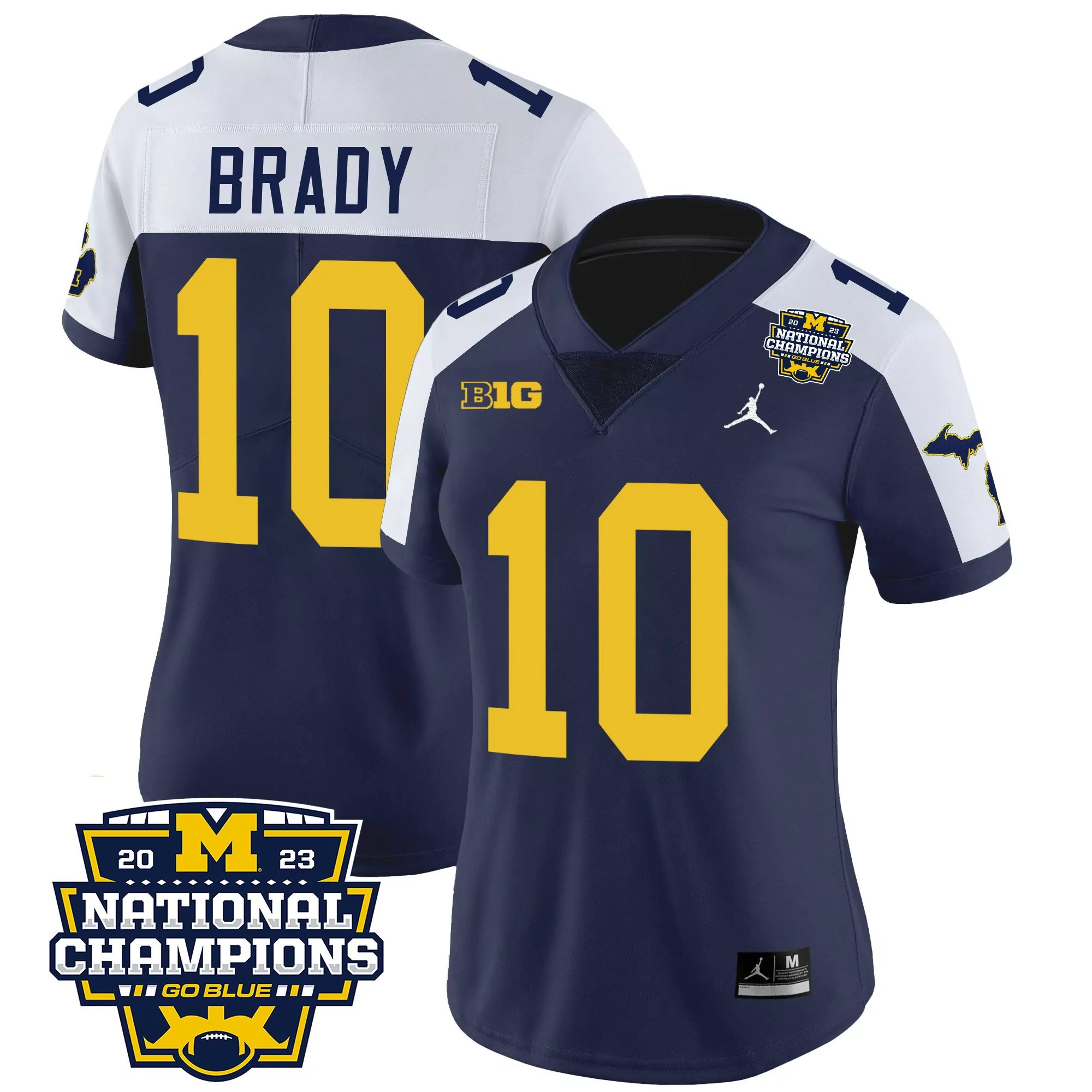 tom brady navy alternate womens michigan wolverines 2023 national champions patch vapor jersey v4 all stitched