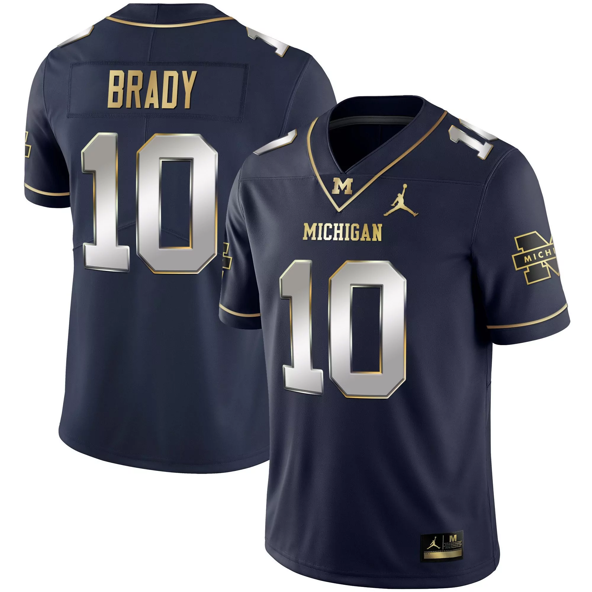 tom brady navy limited mens michigan wolverines gold split vapor jersey all stitched