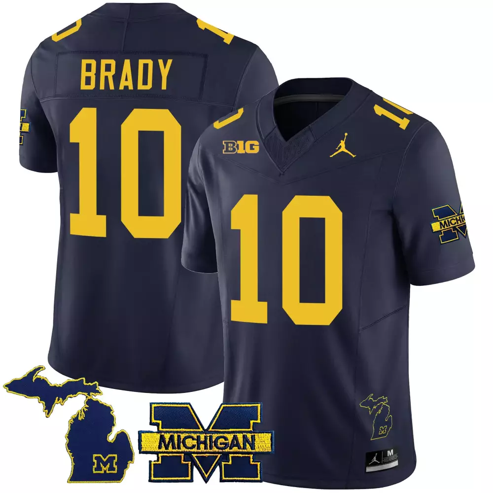 tom brady navy mens michigan wolverines 2023 special jersey v2 all stitched