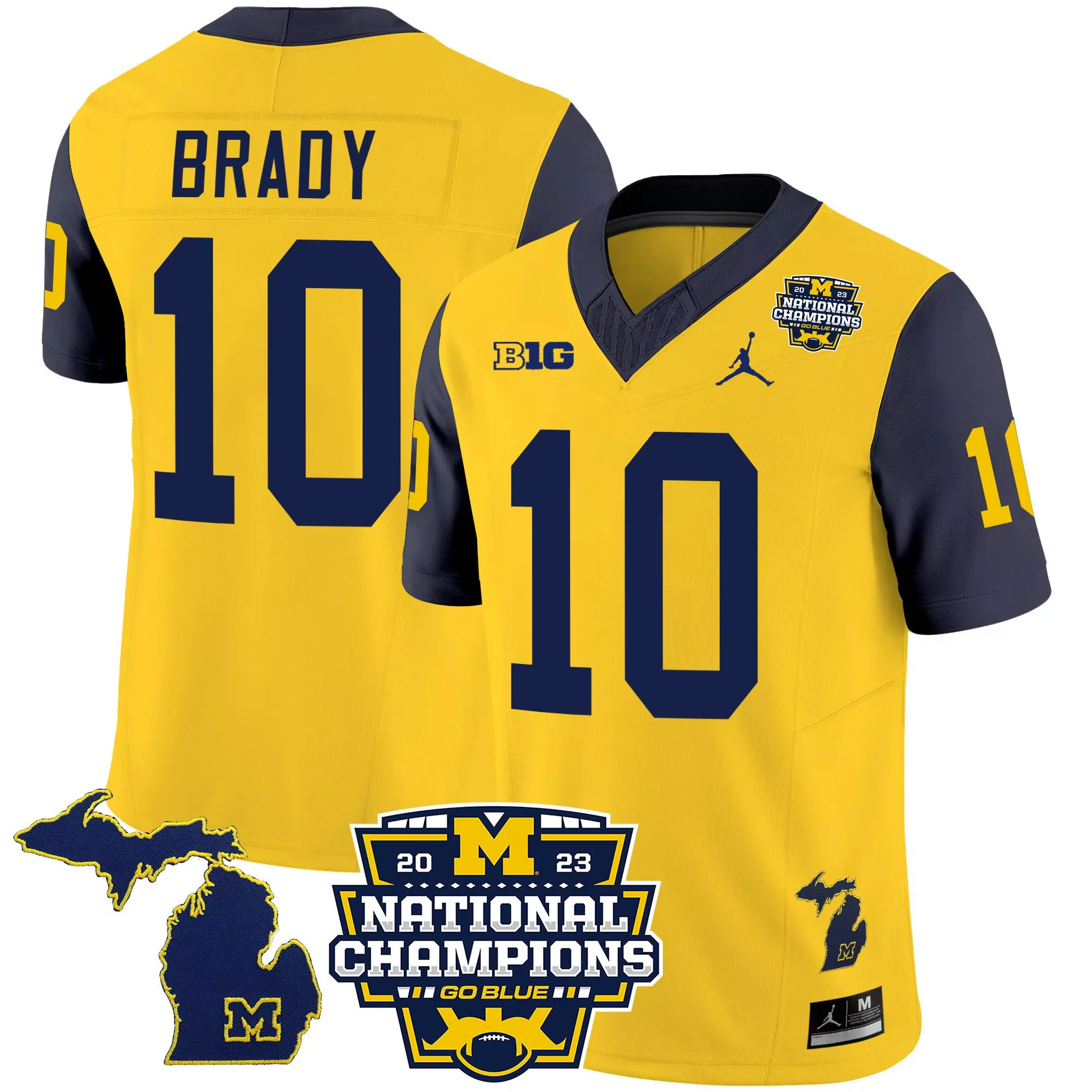 tom brady navy sleeves mens michigan wolverines 2023 national champions patch vapor jersey v3 all stitched