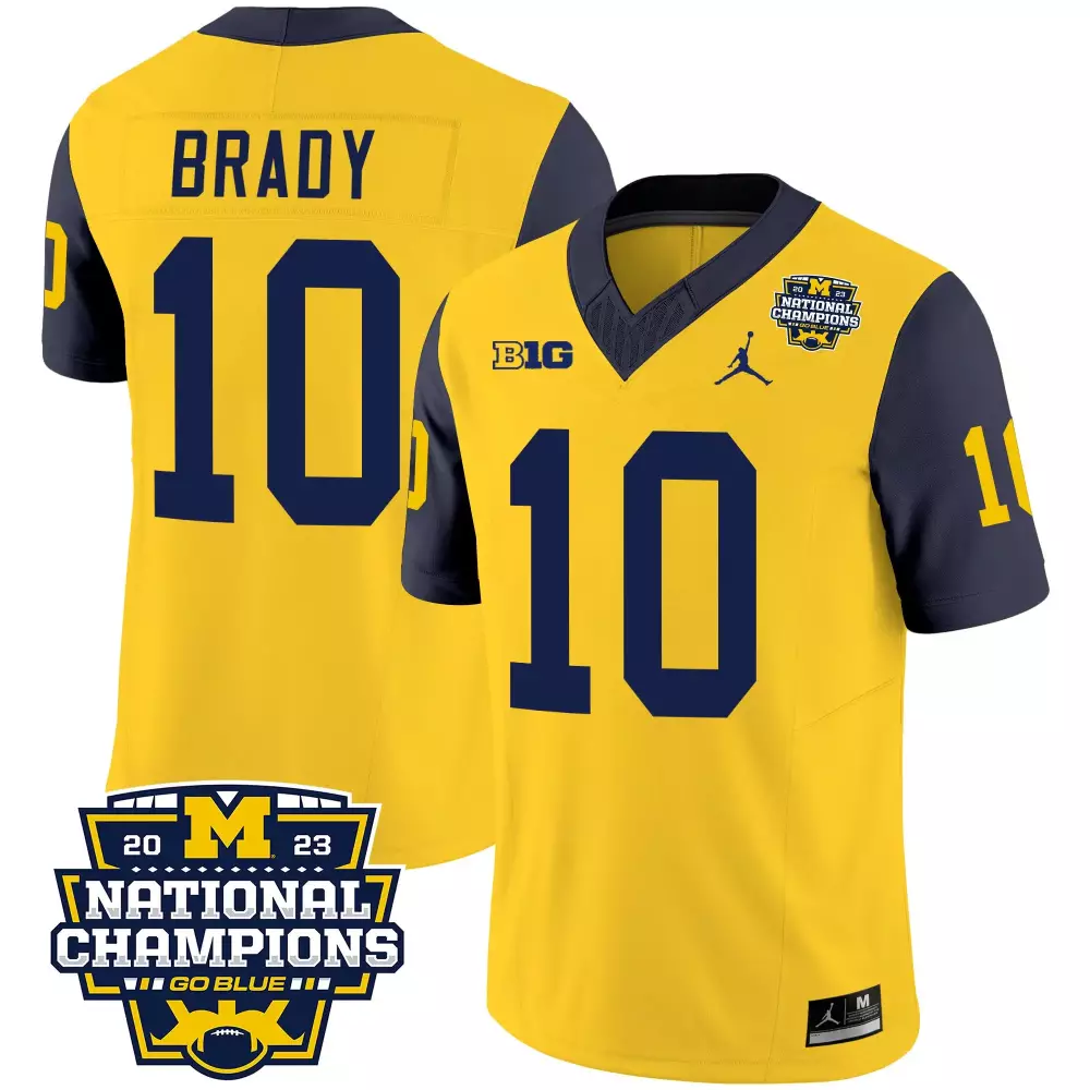 tom brady navy sleeves mens michigan wolverines 2023 national champions patch vapor jersey v3 all stitched