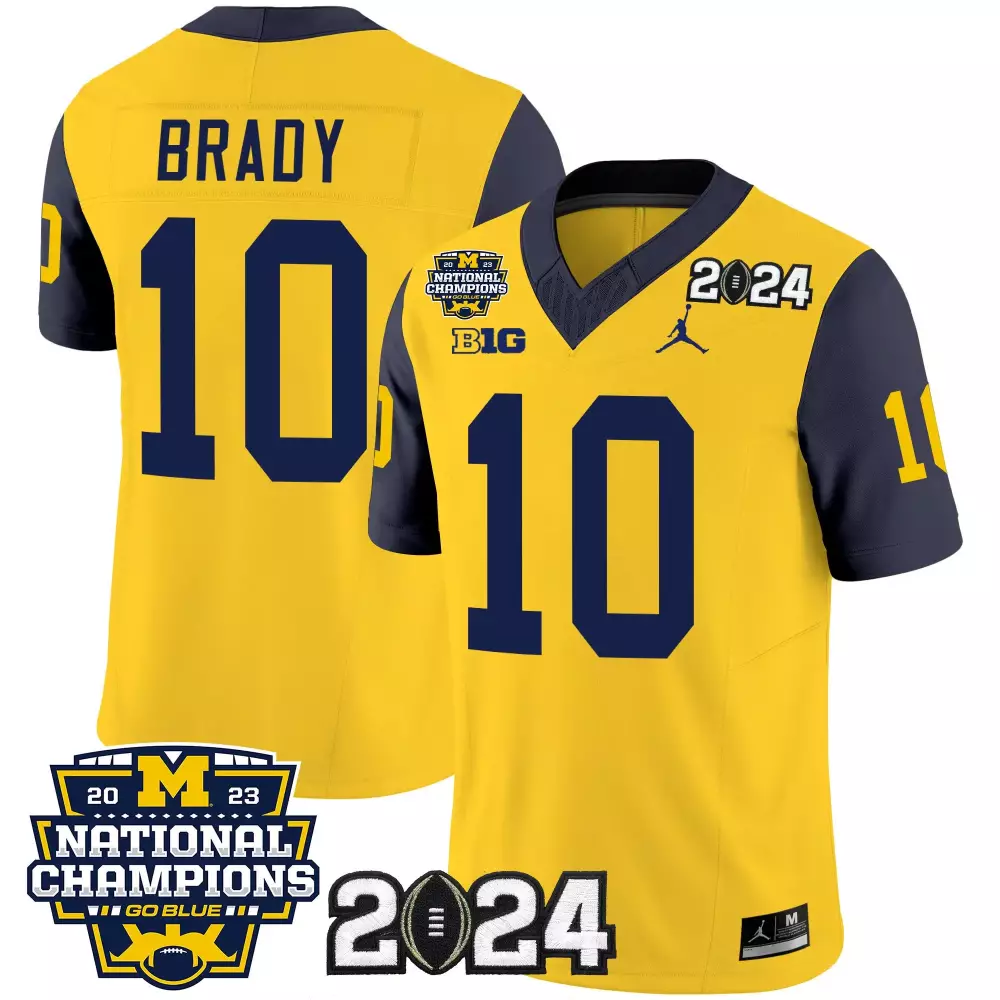 tom brady navy sleeves mens michigan wolverines 2023 national champions patch vapor jersey v3 all stitched