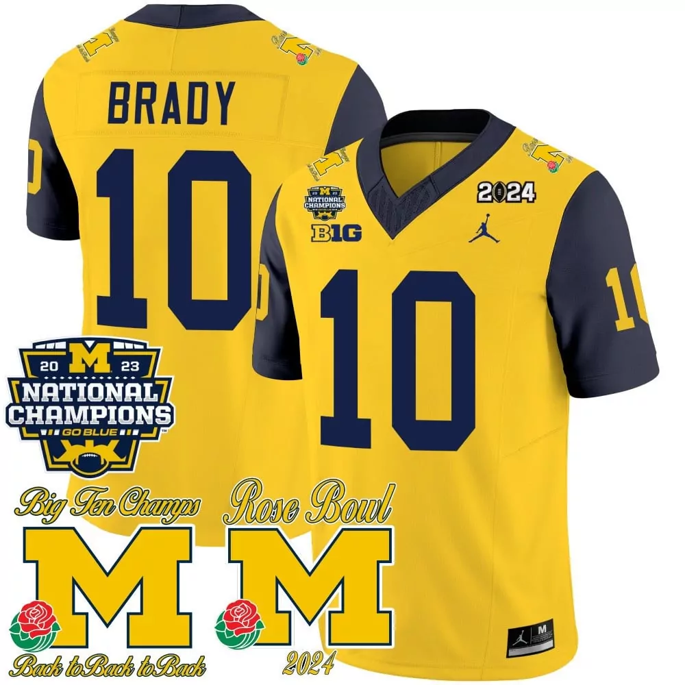tom brady navy sleeves mens michigan wolverines 2023 national champions patch vapor jersey v3 all stitched