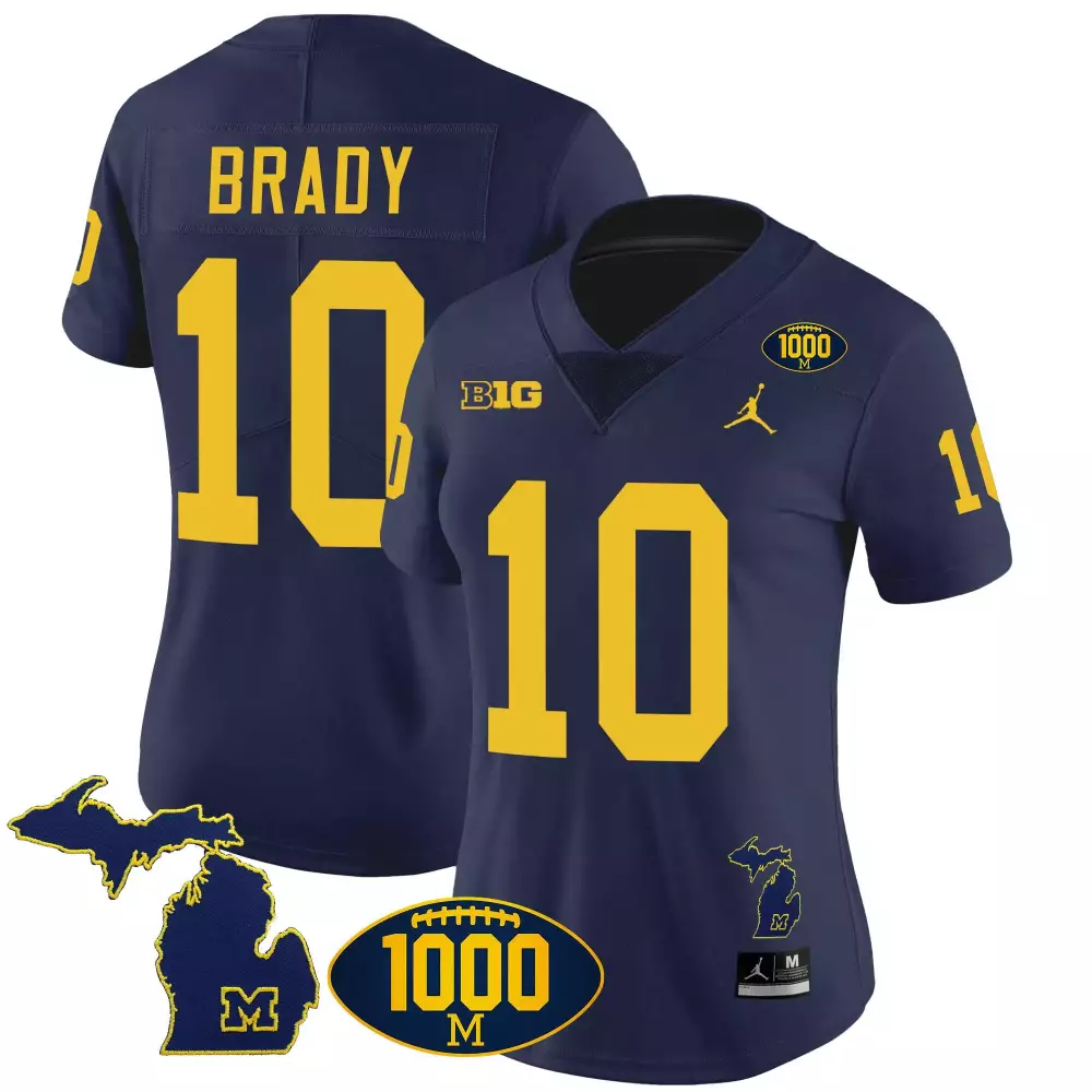 tom brady navy sleeves youths michigan wolverines 2023 special jersey all stitched