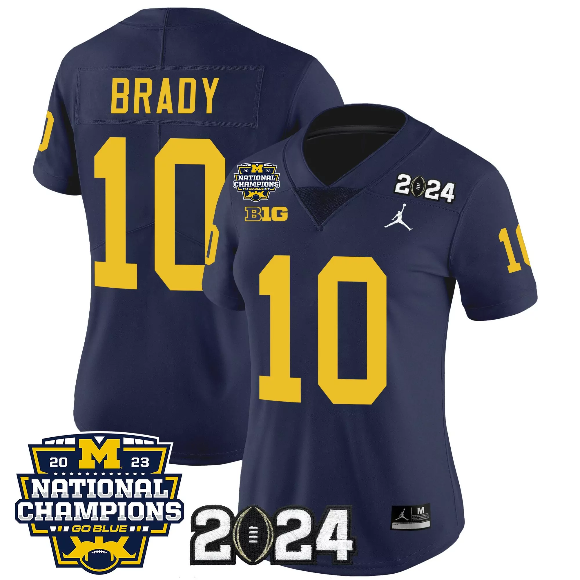 tom brady navy womens michigan wolverines 2023 national champions patch vapor jersey v5 all stitched
