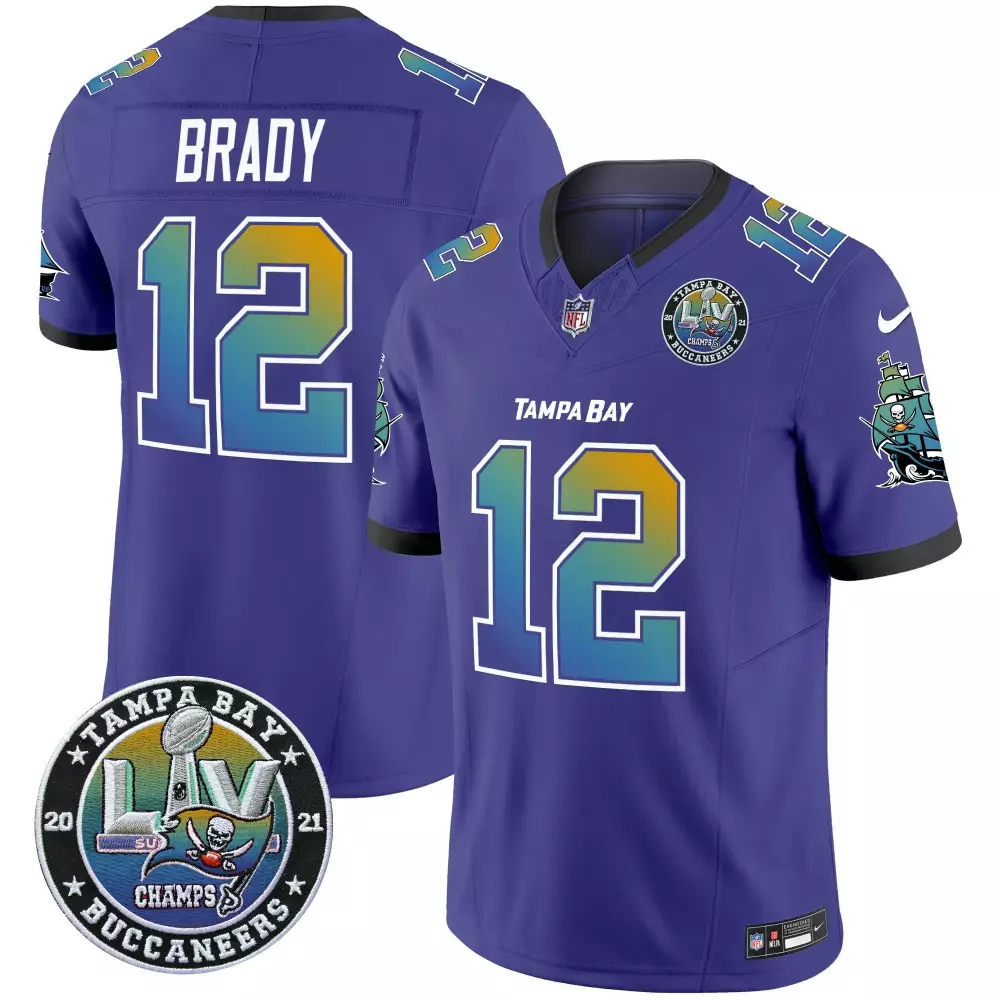 tom brady purple mens tampa bay buccaneers tampa city super bowl liv patch vapor limited jersey all stitched