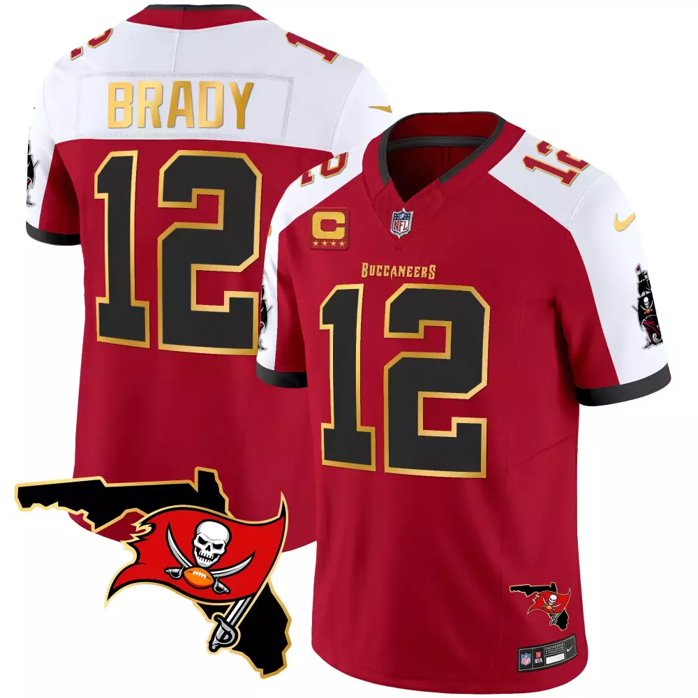 tom brady red alternate mens tampa bay buccaneers florida patch gold trim vapor jersey all stitched