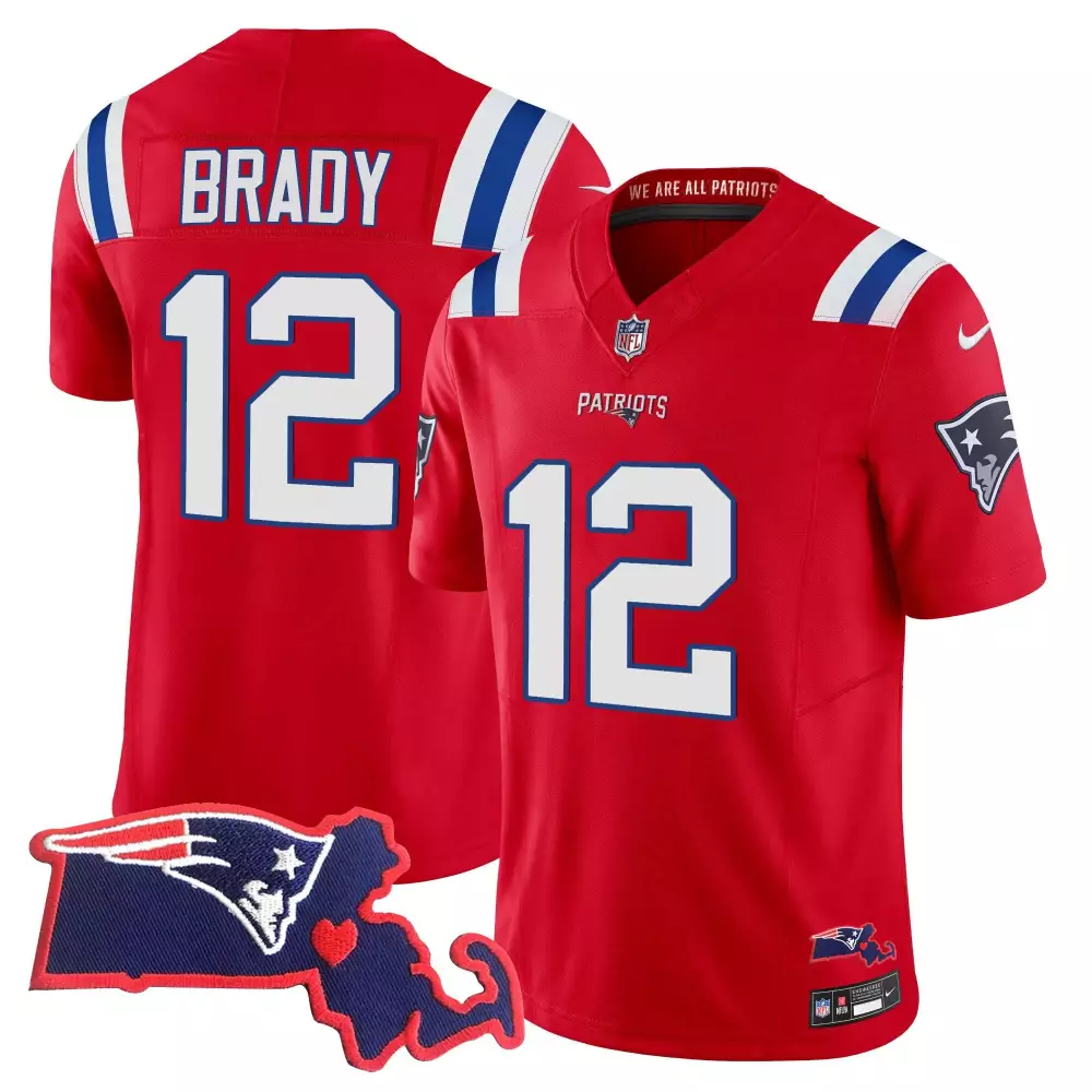 tom brady red mens new england patriots bill belichick 6x champions vapor jersey all stitched