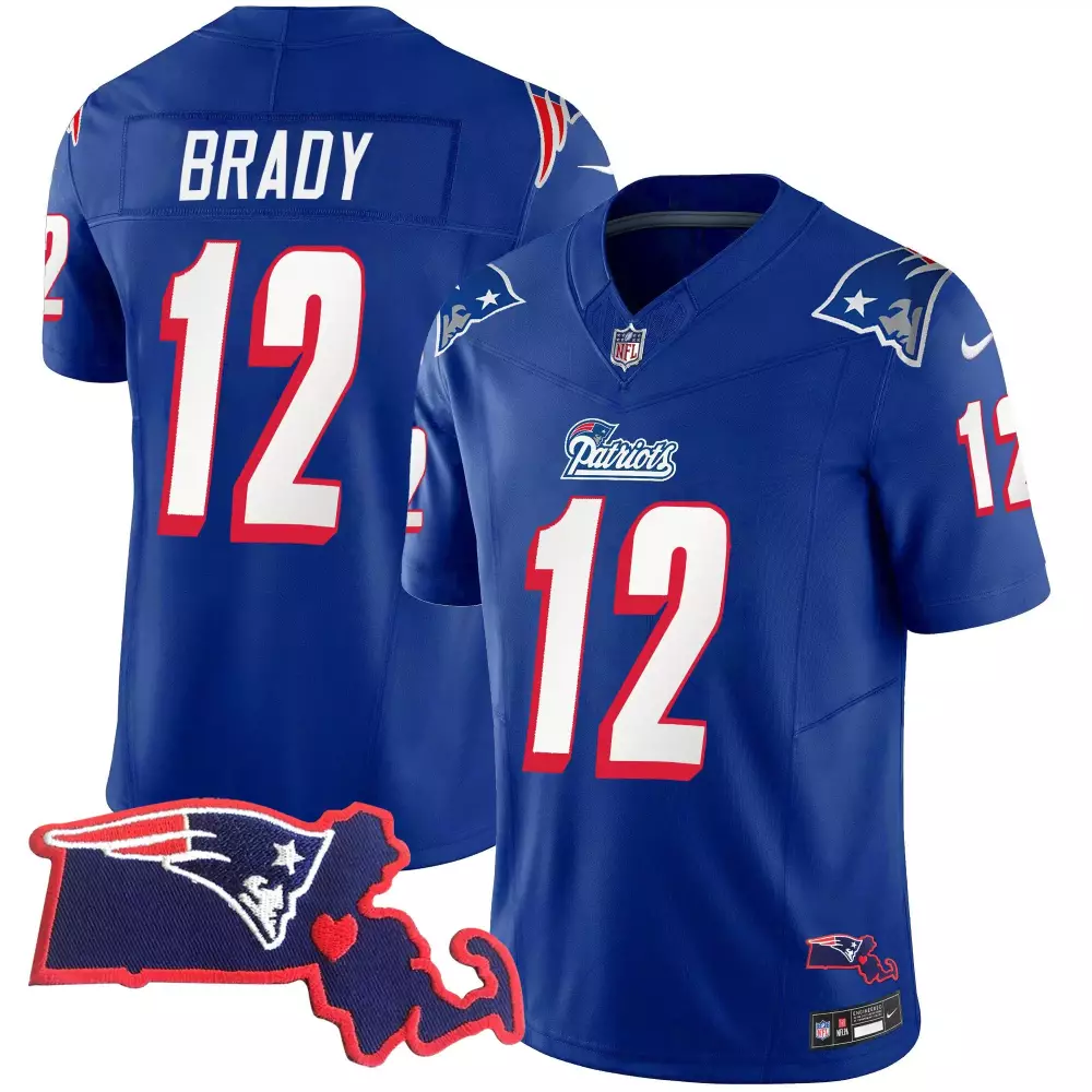 tom brady royal mens new england patriots 1996 throwback limited vapor jersey all stitched