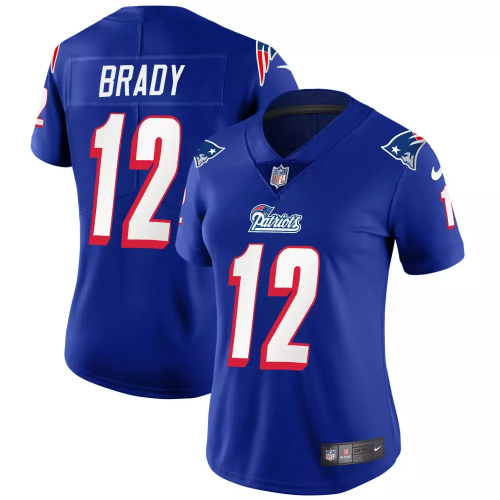 tom brady royal womens new england patriots 1996 throwback limited vapor jersey all stitched