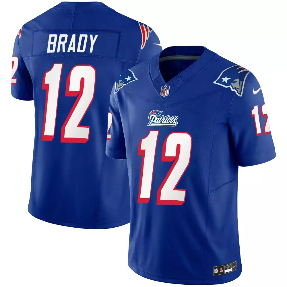 tom brady royal womens new england patriots 1996 throwback limited vapor jersey all stitched