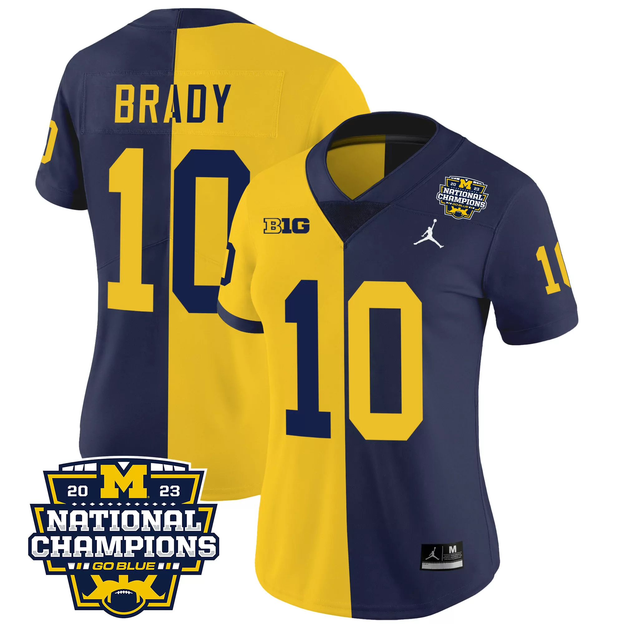 tom brady split womens michigan wolverines 2023 national champions patch vapor jersey v4 all stitched