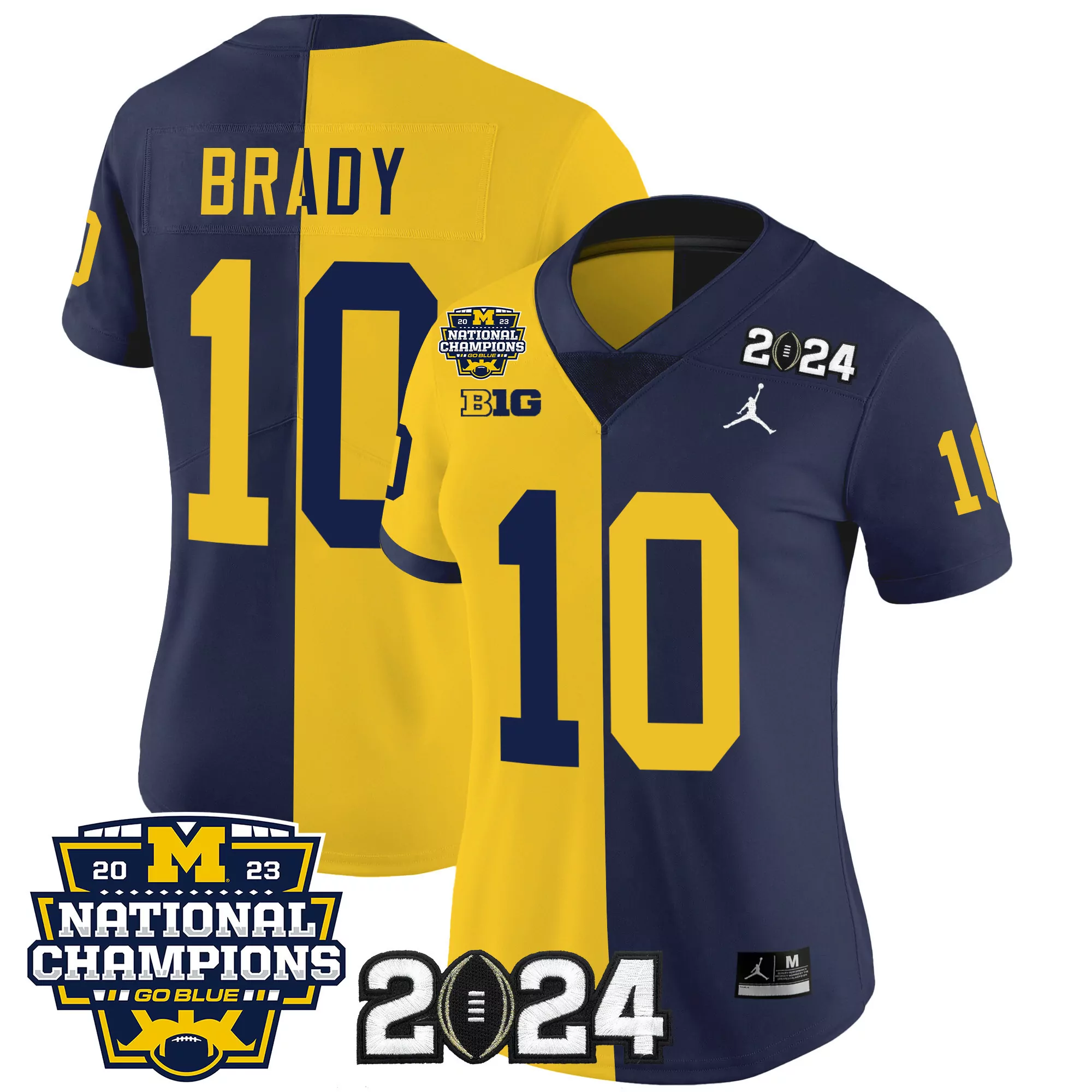 tom brady split womens michigan wolverines 2023 national champions patch vapor jersey v4 all stitched